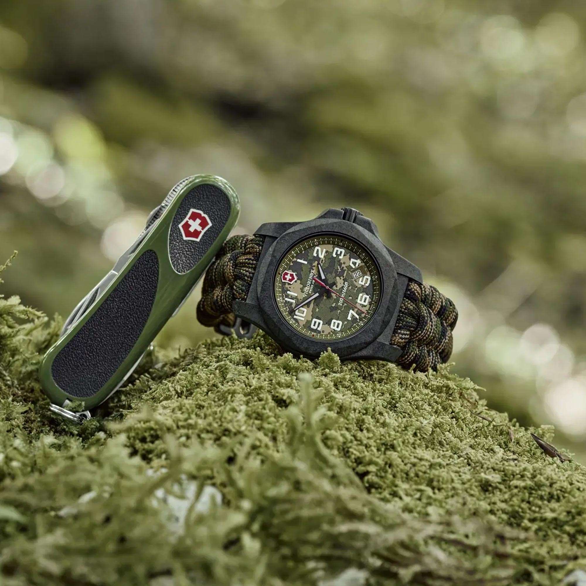 Victorinox I.N.O.X. Carbon Limited Edition Quartz Movement Green Dial Textile Bracelet Watch 241927.1