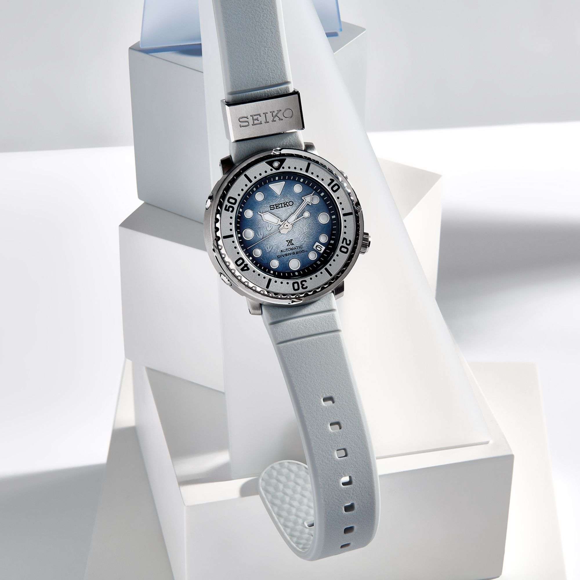 Seiko Prospex Antarctica Tuna Save the Ocean Automatic Blue Dial Silicone Bracelet Men's Watch SRPG59K1