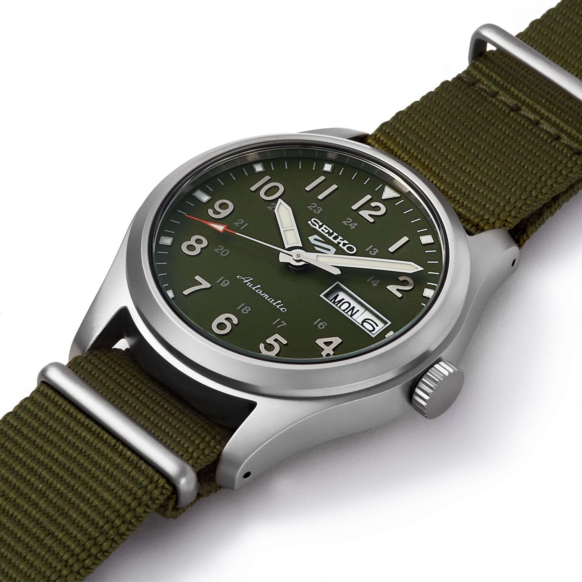 Seiko 5 Sports Field Military Watch Automatic Green Dial Green NATO Strap Men's Watch SRPG33K1