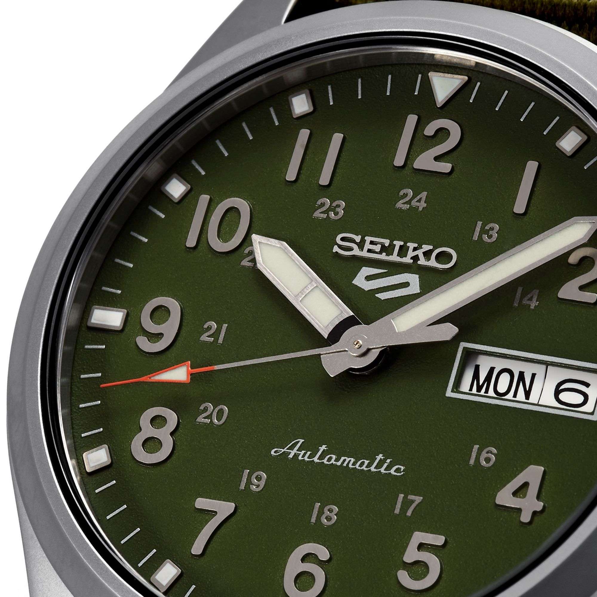 Seiko 5 Sports Field Military Watch Automatic Green Dial Green NATO Strap Men's Watch SRPG33K1
