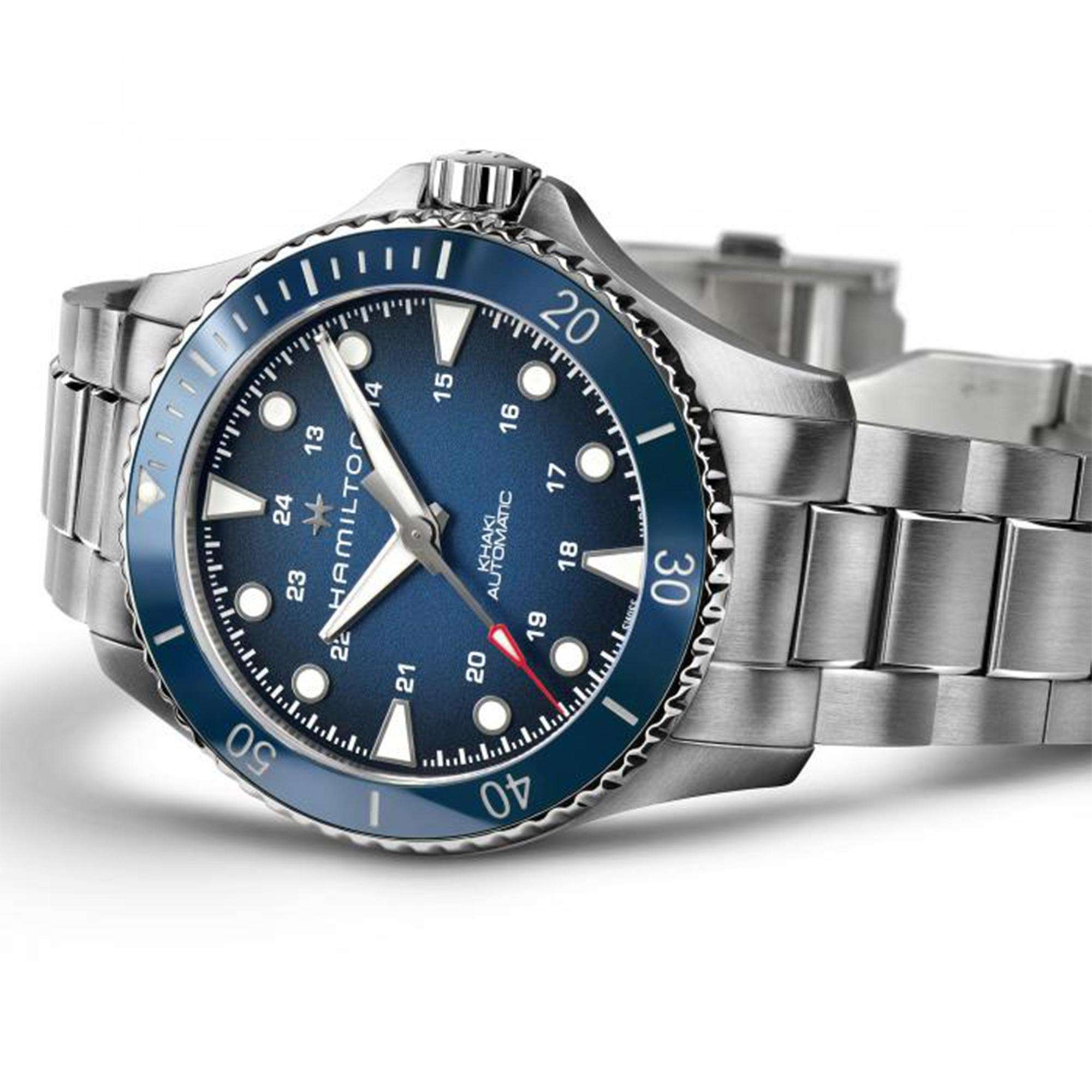 Hamilton Khaki Navy Scuba Automatic Blue Dial Stainless Steel Bracelet Men's Watch H82505140