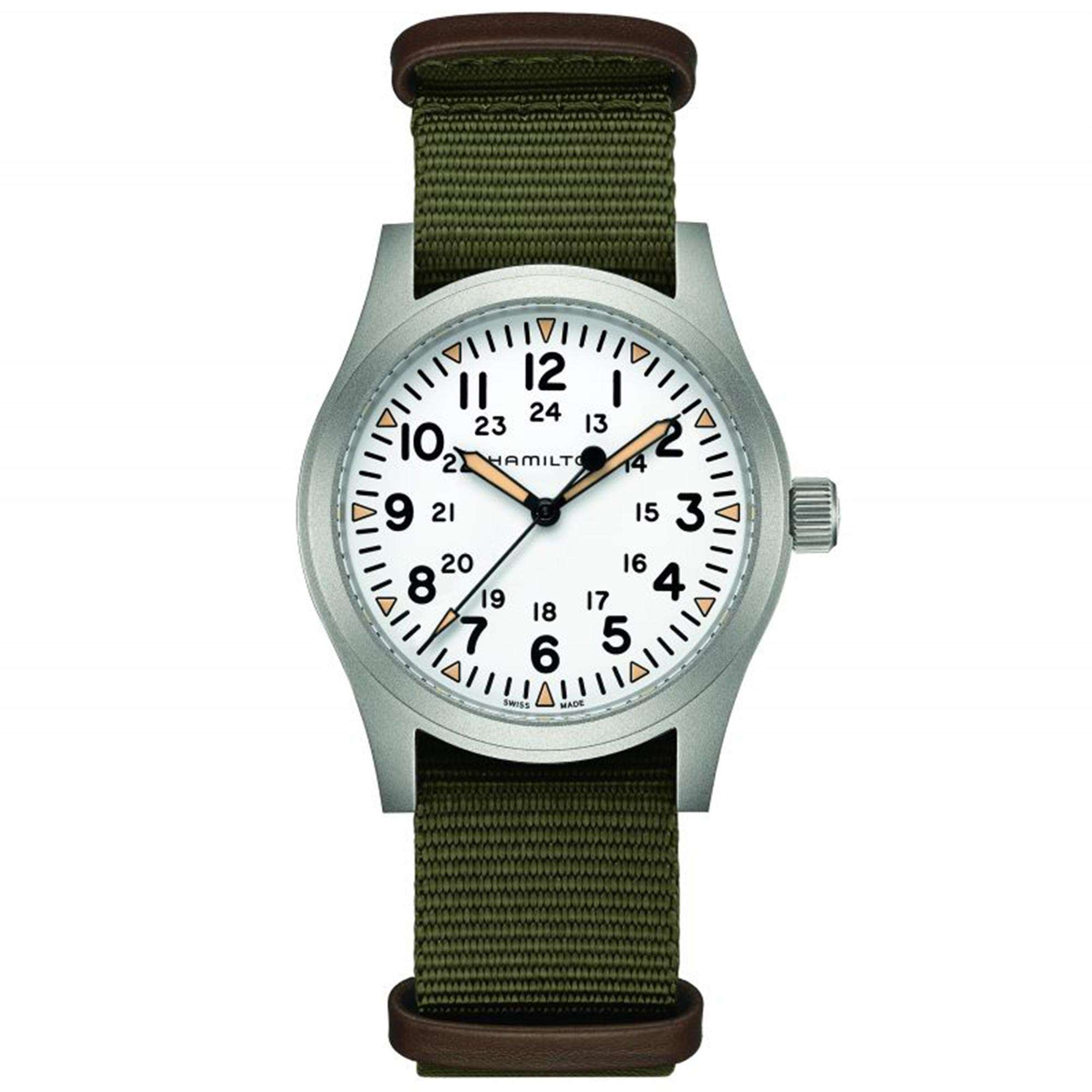 Hamilton Khaki Field Mechanical White Dial NATO Bracelet Men's Watch H69529913