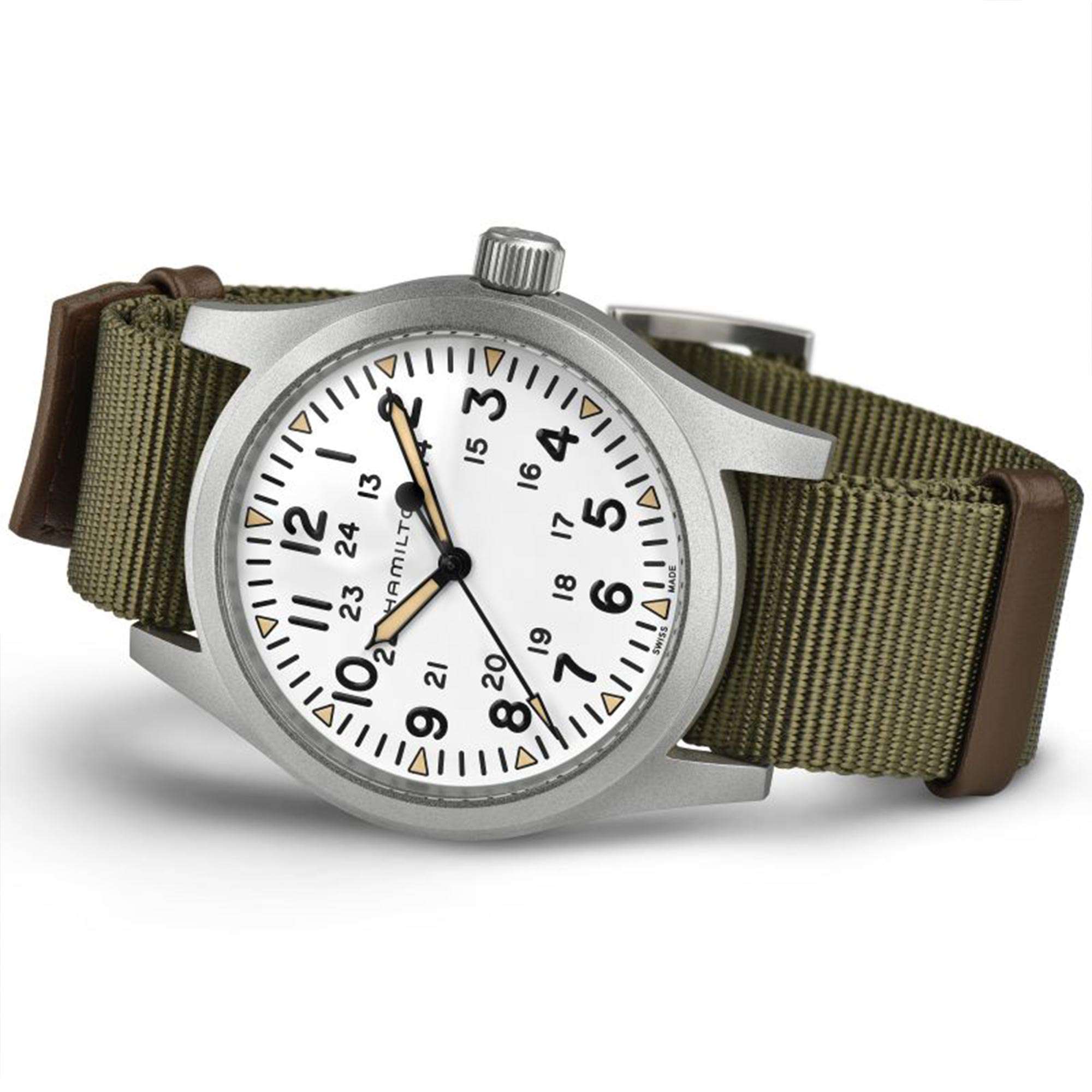 Hamilton Khaki Field Mechanical White Dial NATO Bracelet Men's Watch H69529913