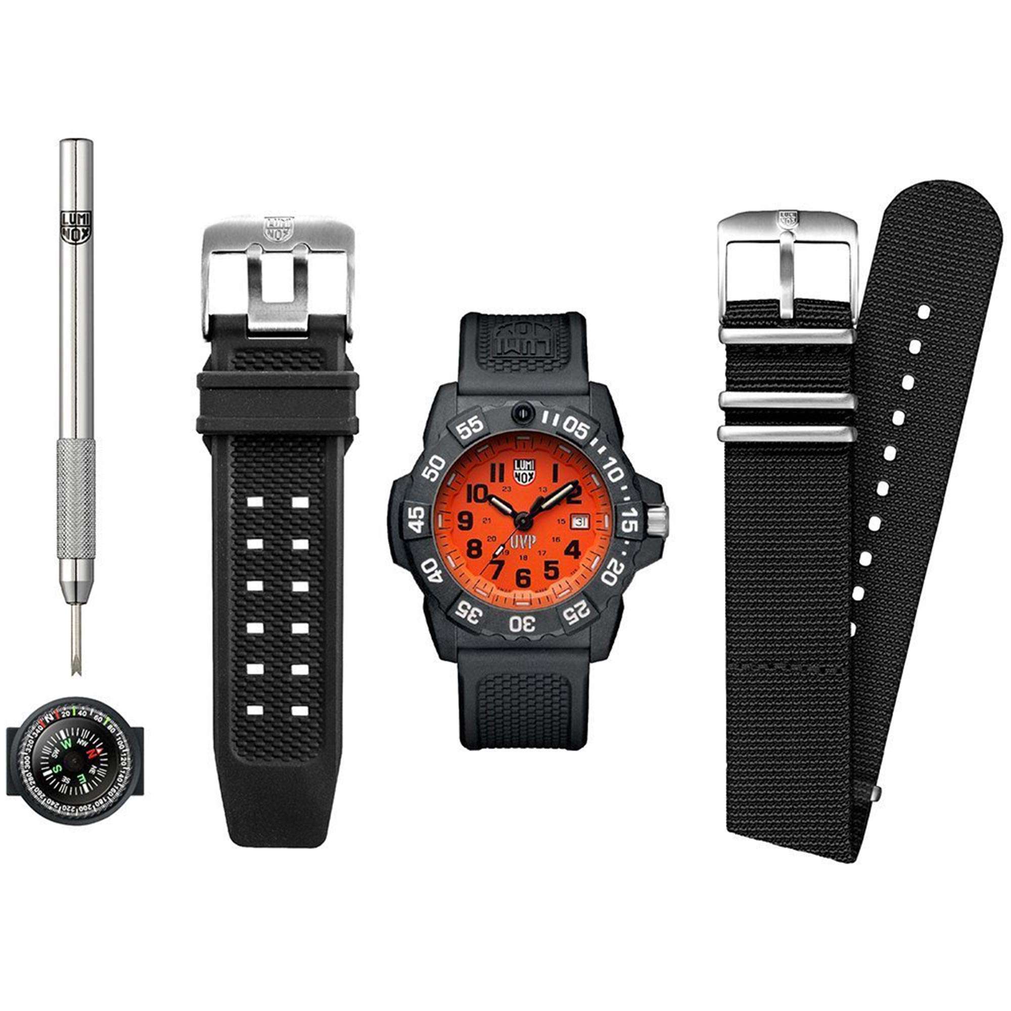 Luminox Scott Cassell Quartz Orange Dial Rubber Strap Men's Watch XS.3509.SC.SET