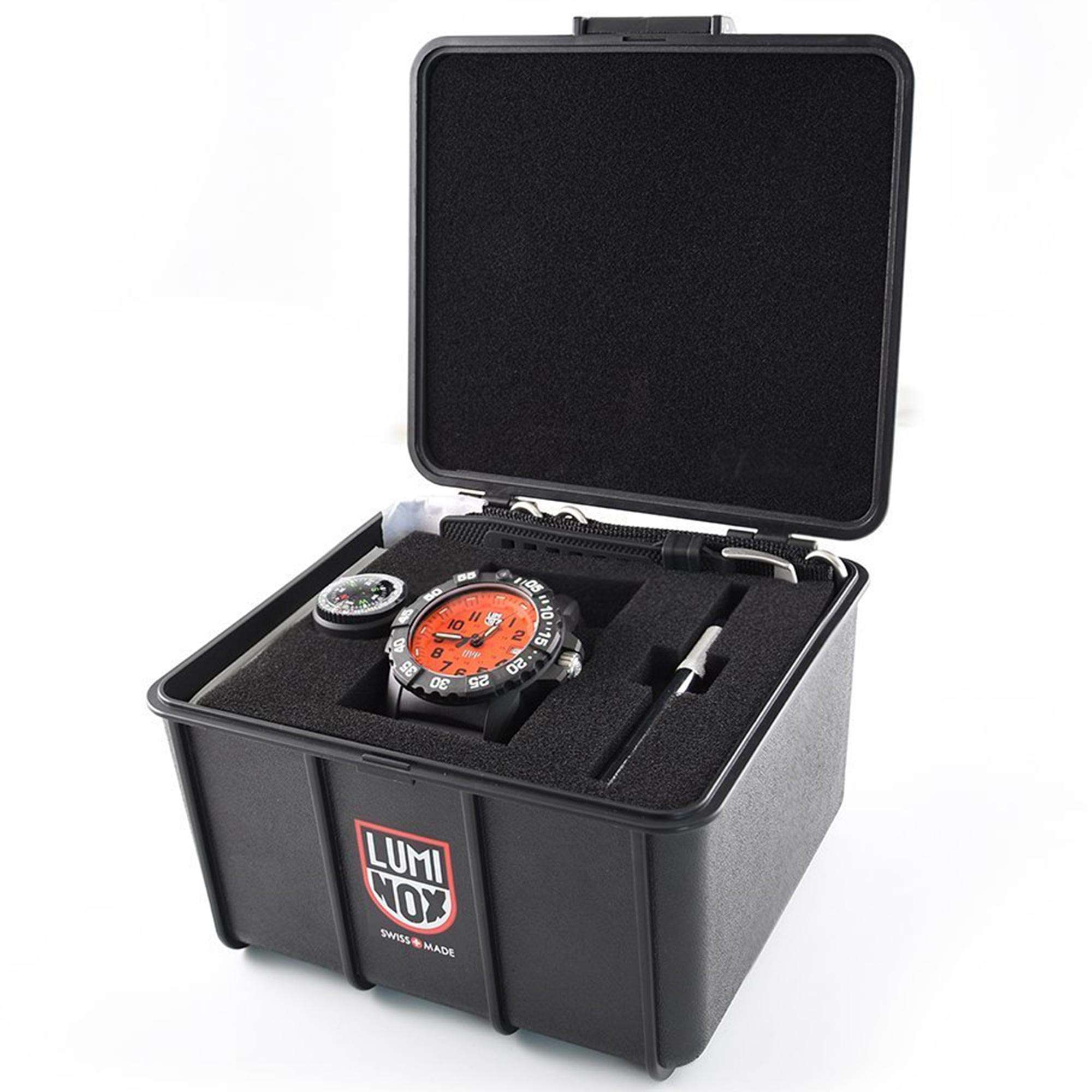 Luminox Scott Cassell Quartz Orange Dial Rubber Strap Men's Watch XS.3509.SC.SET