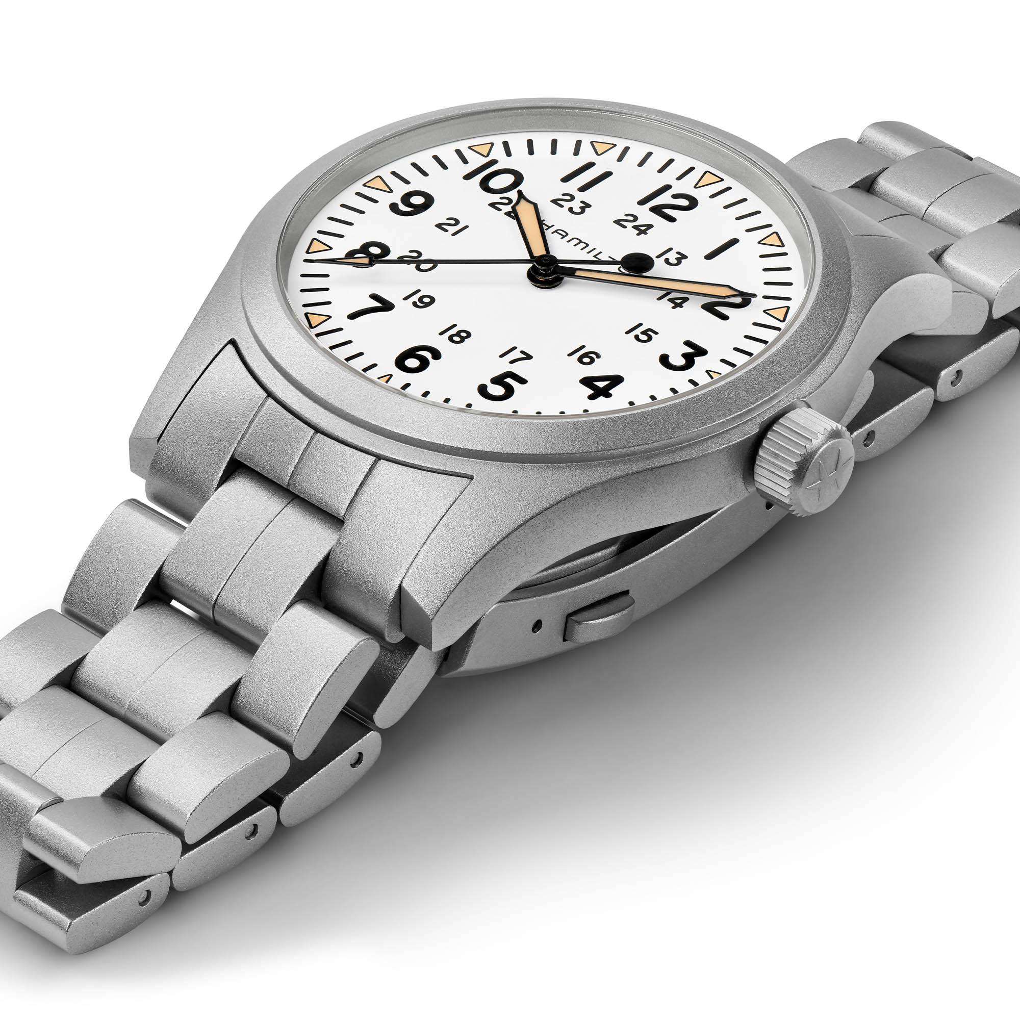 Hamilton Khaki Field Mechanical White Dial Stainless Steel Bracelet Men's Watch H69529113
