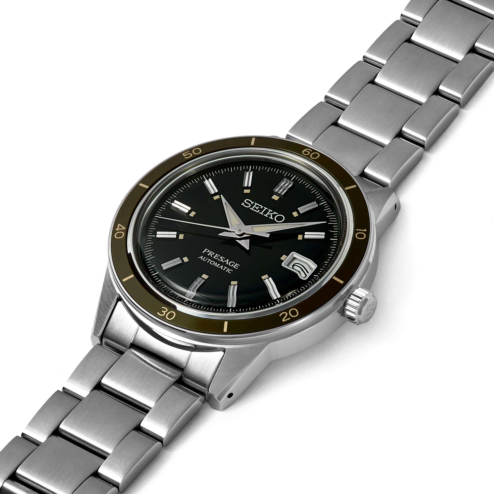 Seiko Presage Style 60's Automatic Black Dial Stainless Steel Bracelet Men's Watch SRPG07J1