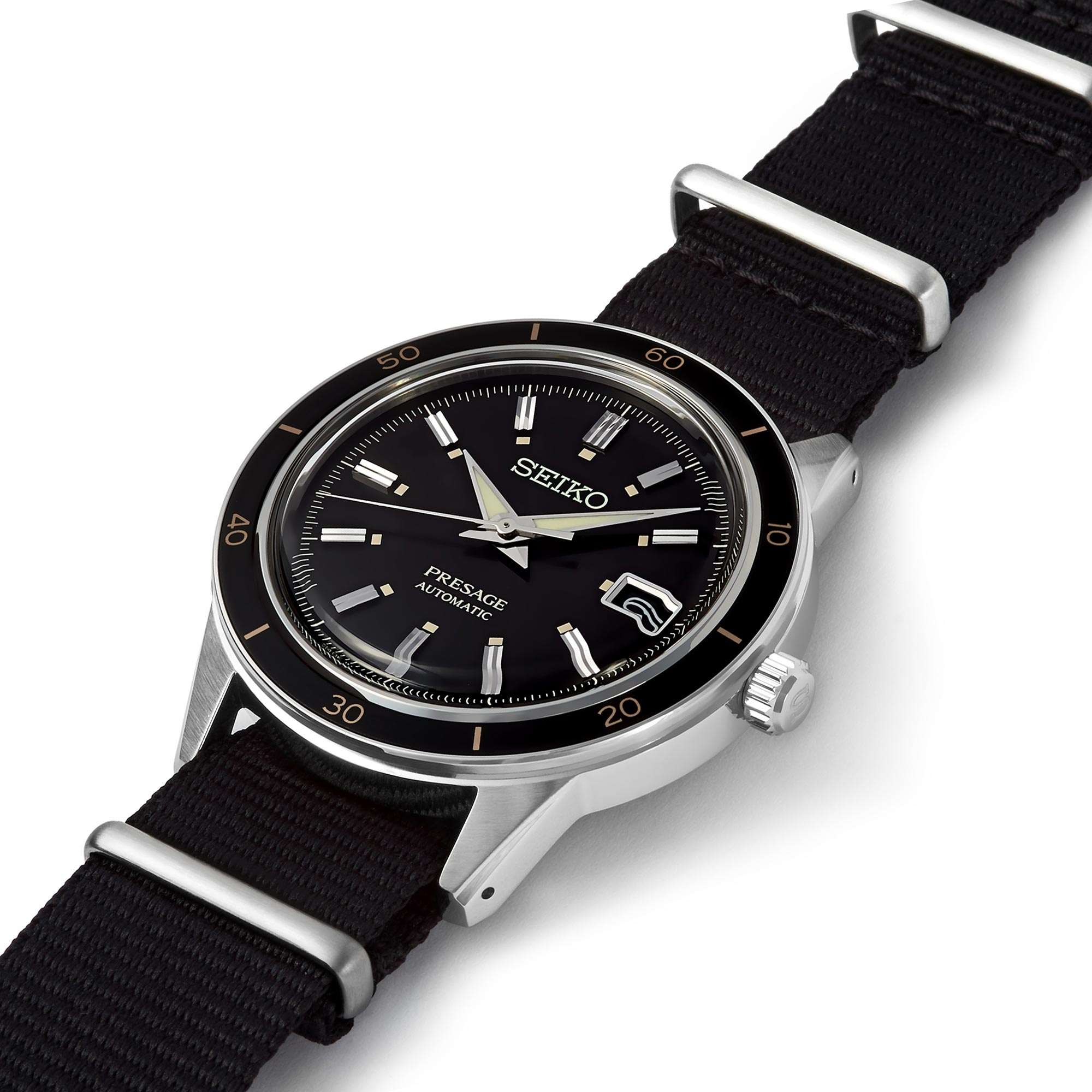 Seiko Presage Style 60's Automatic Black Dial Black Strap Men's Watch SRPG09J1
