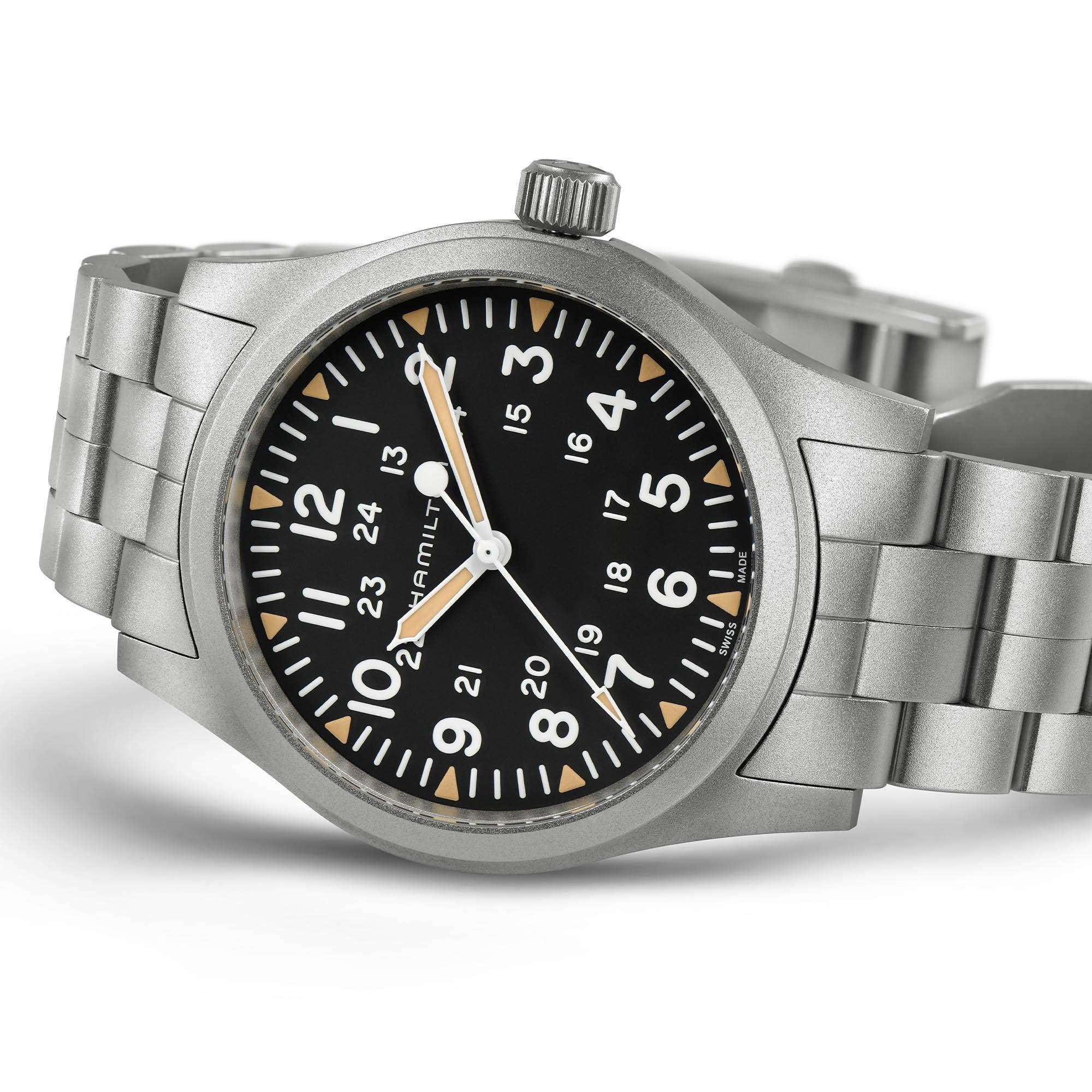 Hamilton Khaki Field Mechanical Black Dial Stainless Steel Bracelet Men's Watch H69529133