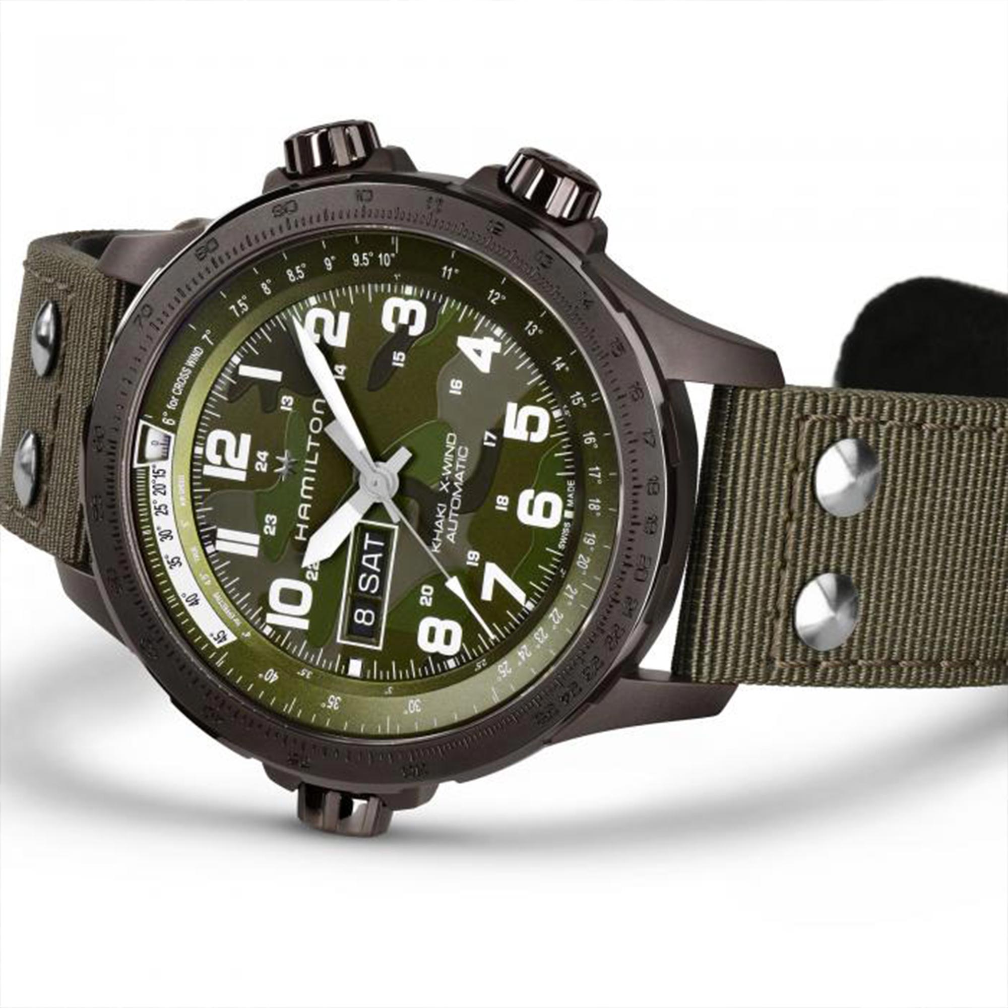 Hamilton Khaki Aviation X-Wind Automatic Green Dial NATO Strap Men's Watch H77775960