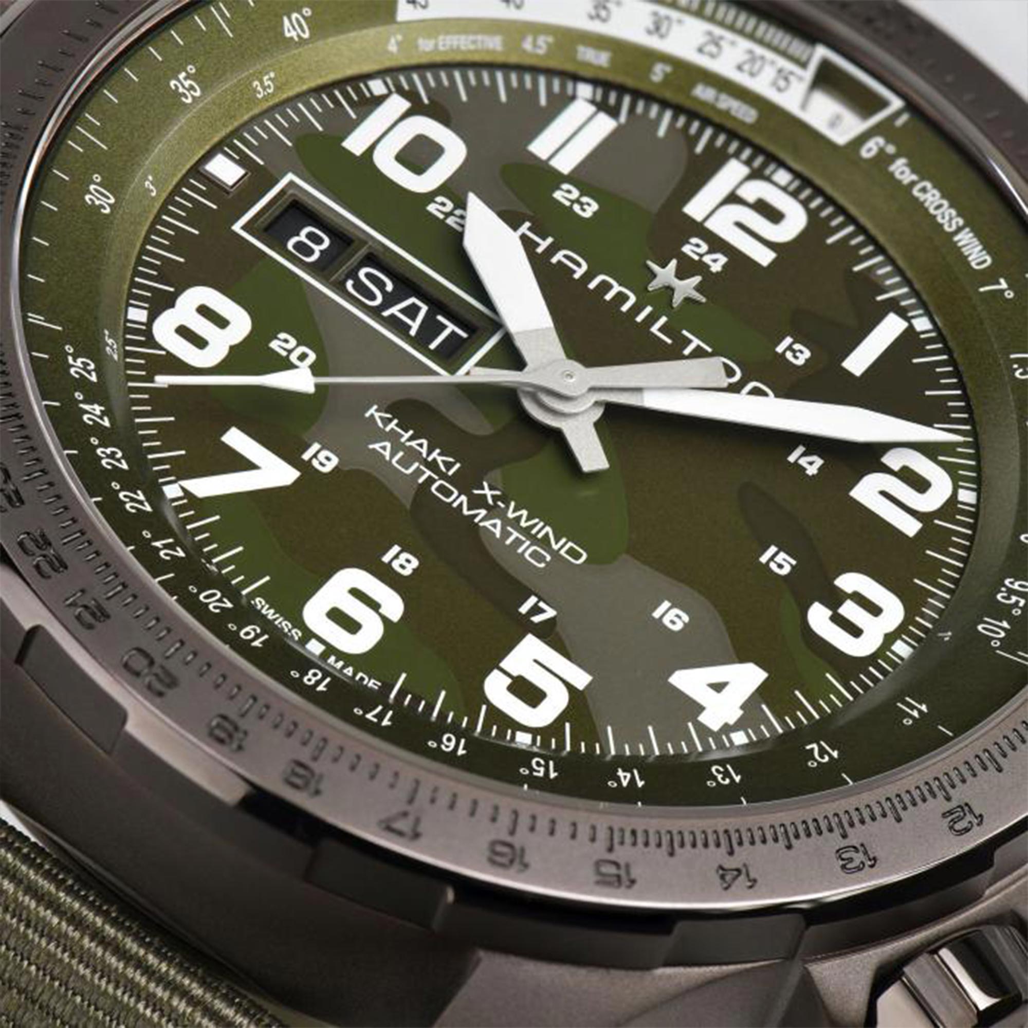 Hamilton Khaki Aviation X-Wind Automatic Green Dial NATO Strap Men's Watch H77775960