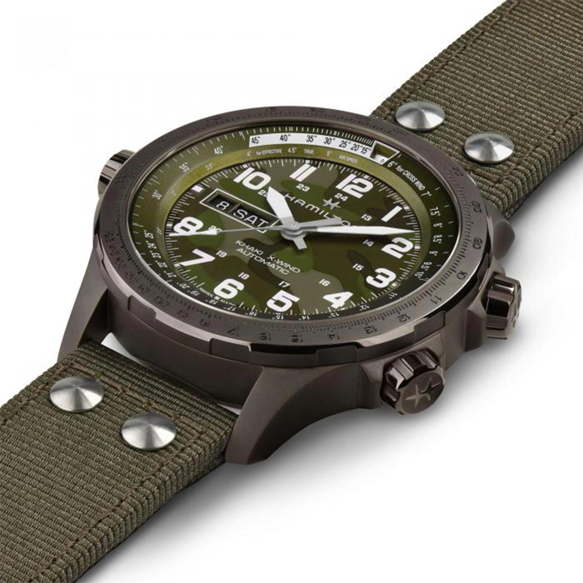 Hamilton Khaki Aviation X-Wind Automatic Green Dial NATO Strap Men's Watch H77775960