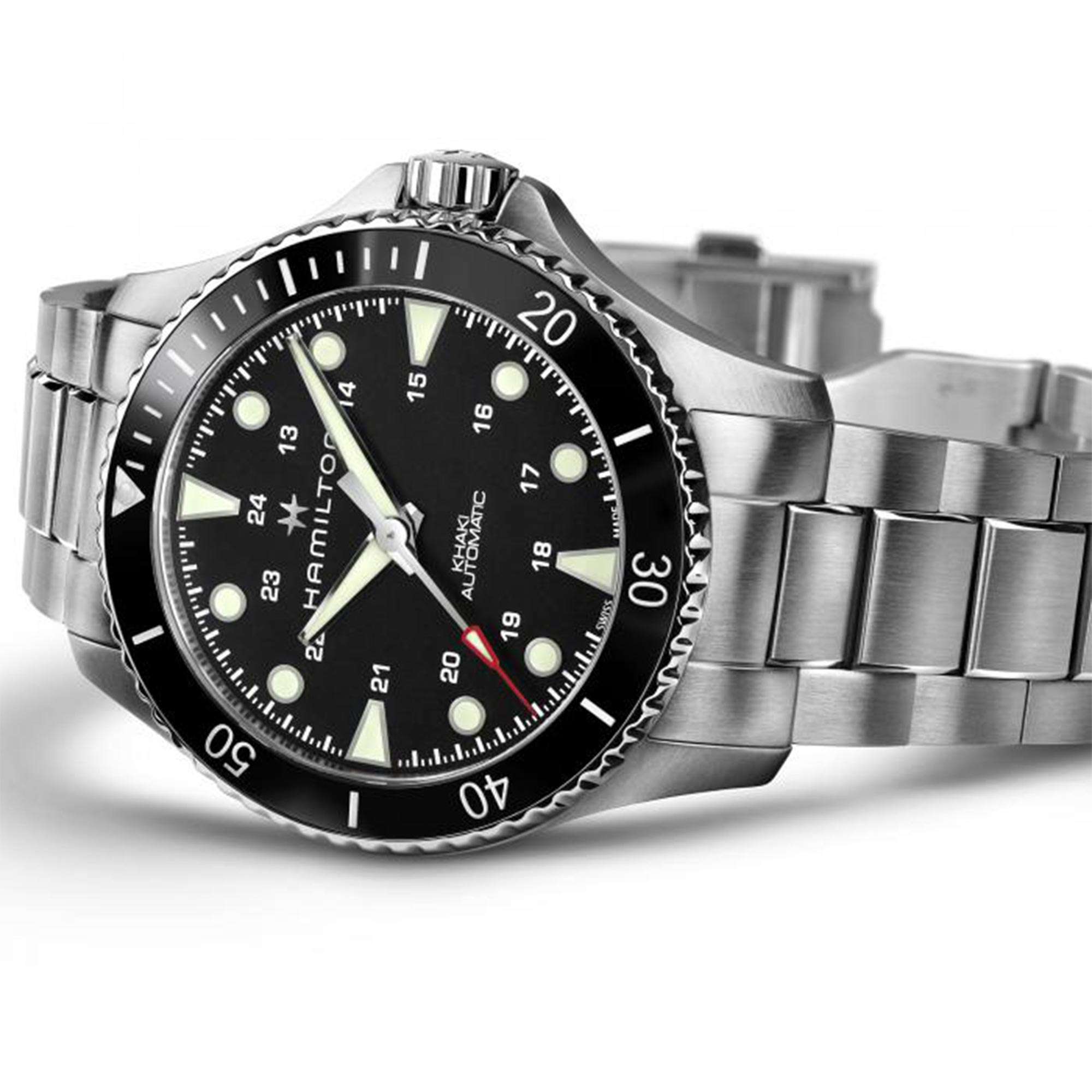 Hamilton Khaki Navy Scuba Automatic Black Dial Stainless Steel Bracelet Men's Watch H82515130