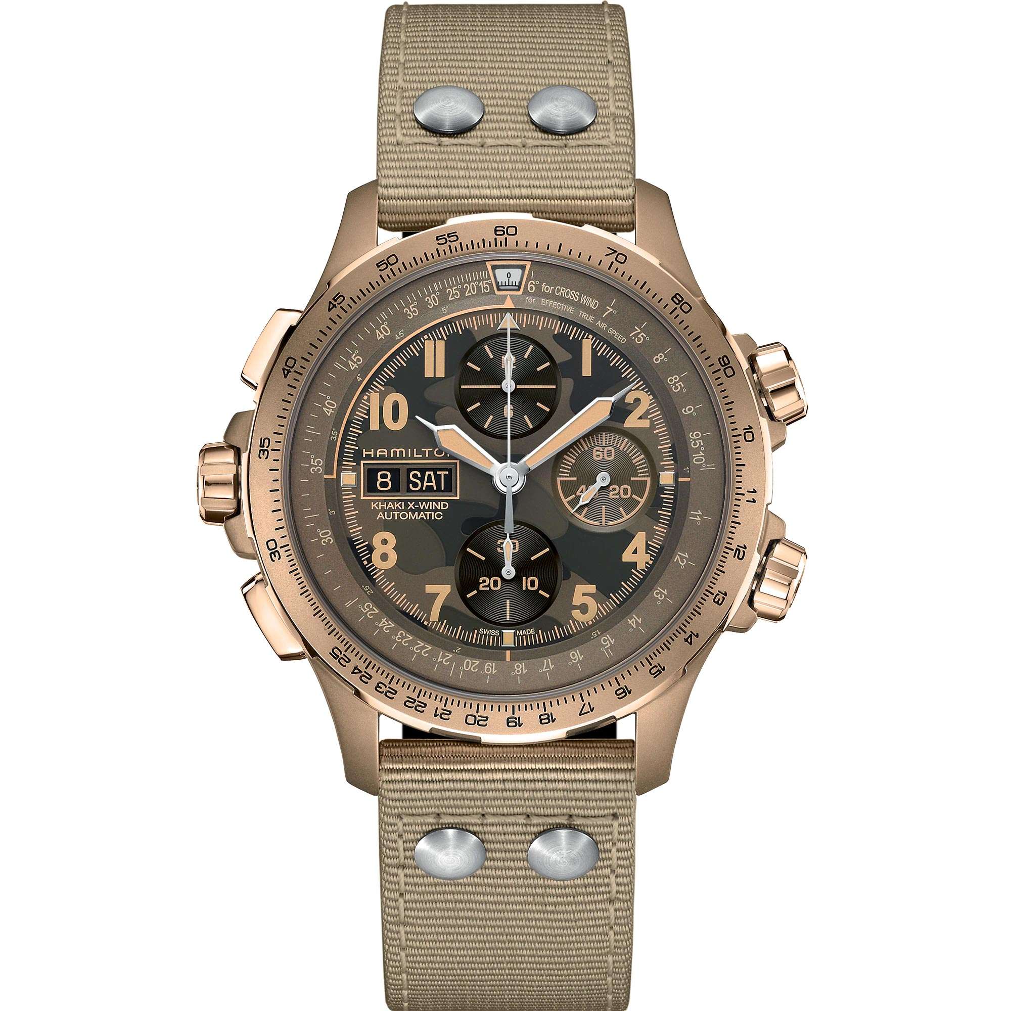 Hamilton Khaki Aviation X-Wind Auto Chrono Brown Dial Textile Bracelet Men’s Watch H77916920