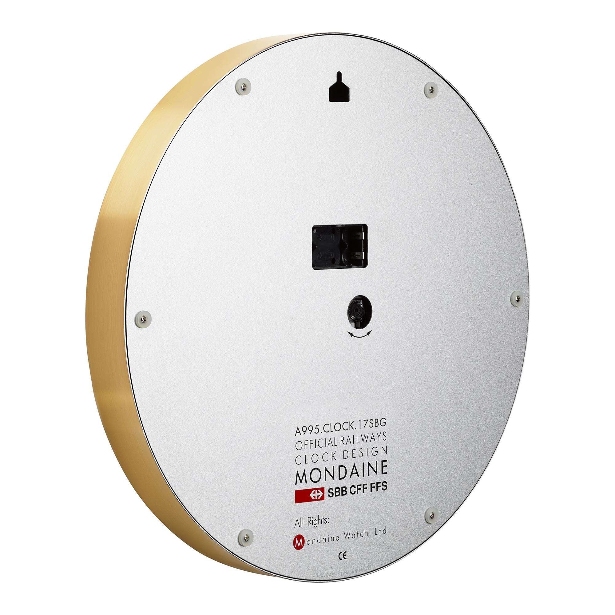 Mondaine Wall Clock White Dial Gold Case 40cm A995.CLOCK.17SBG
