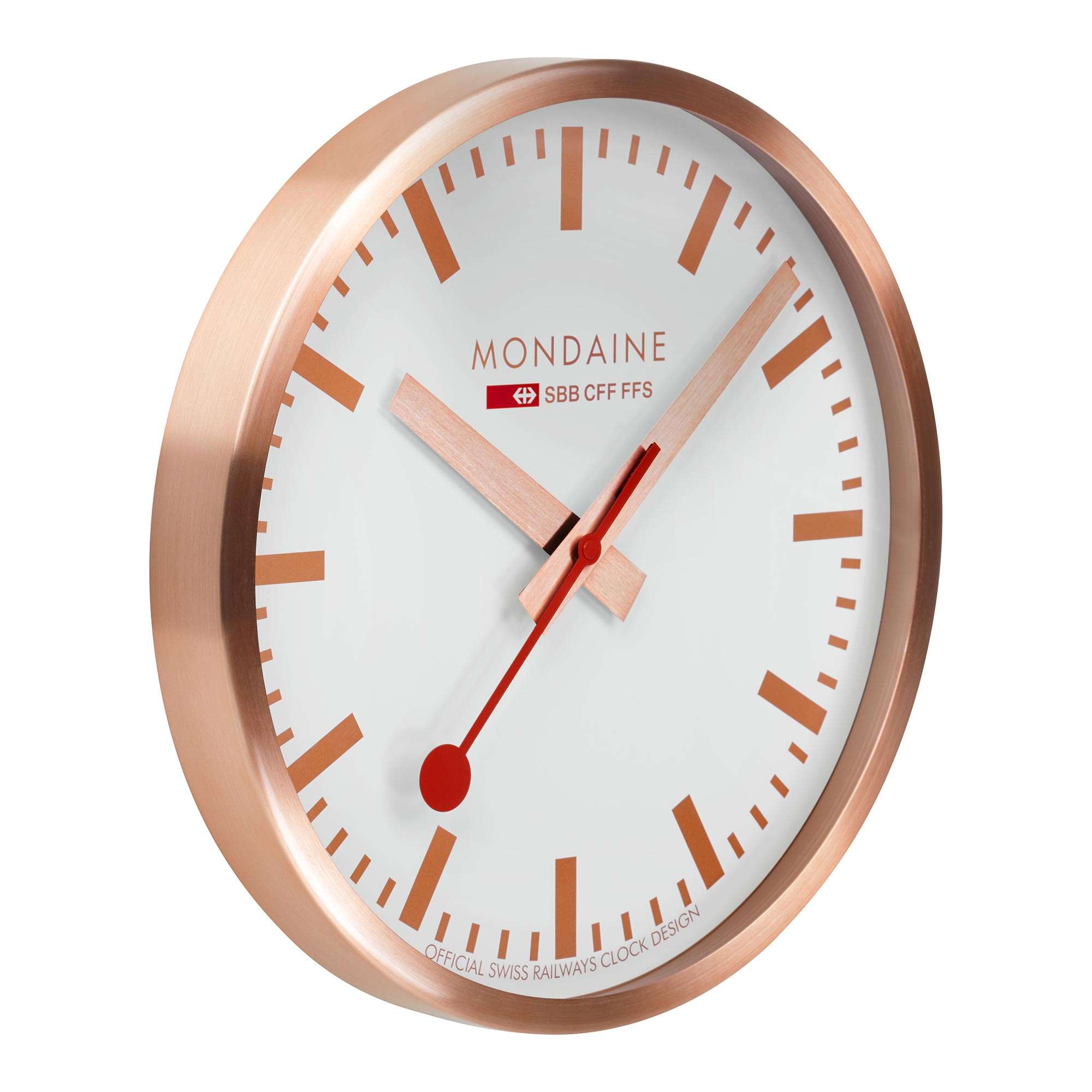 Mondaine Wall Clock White Dial Copper Case 40cm A995.CLOCK.17SBK