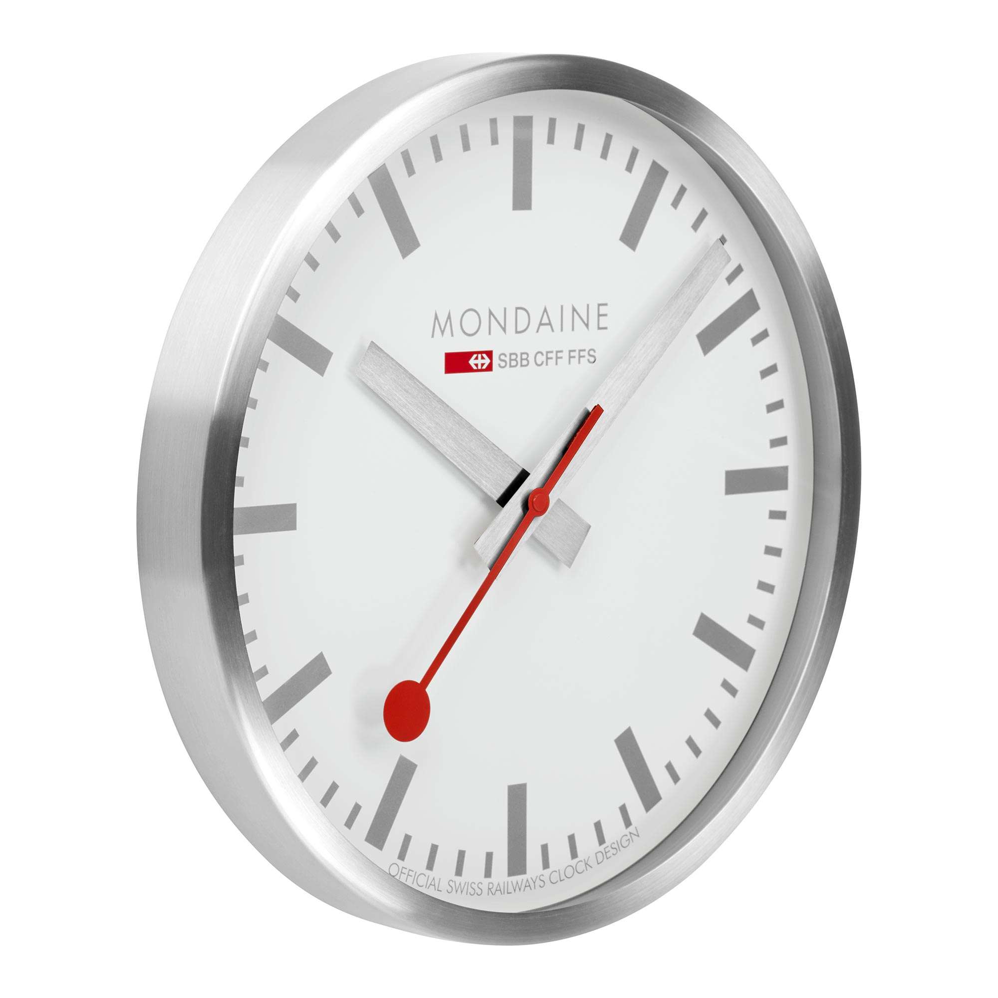 Mondaine Wall Clock White Dial Silver Case 40cm A995.CLOCK.17SBV