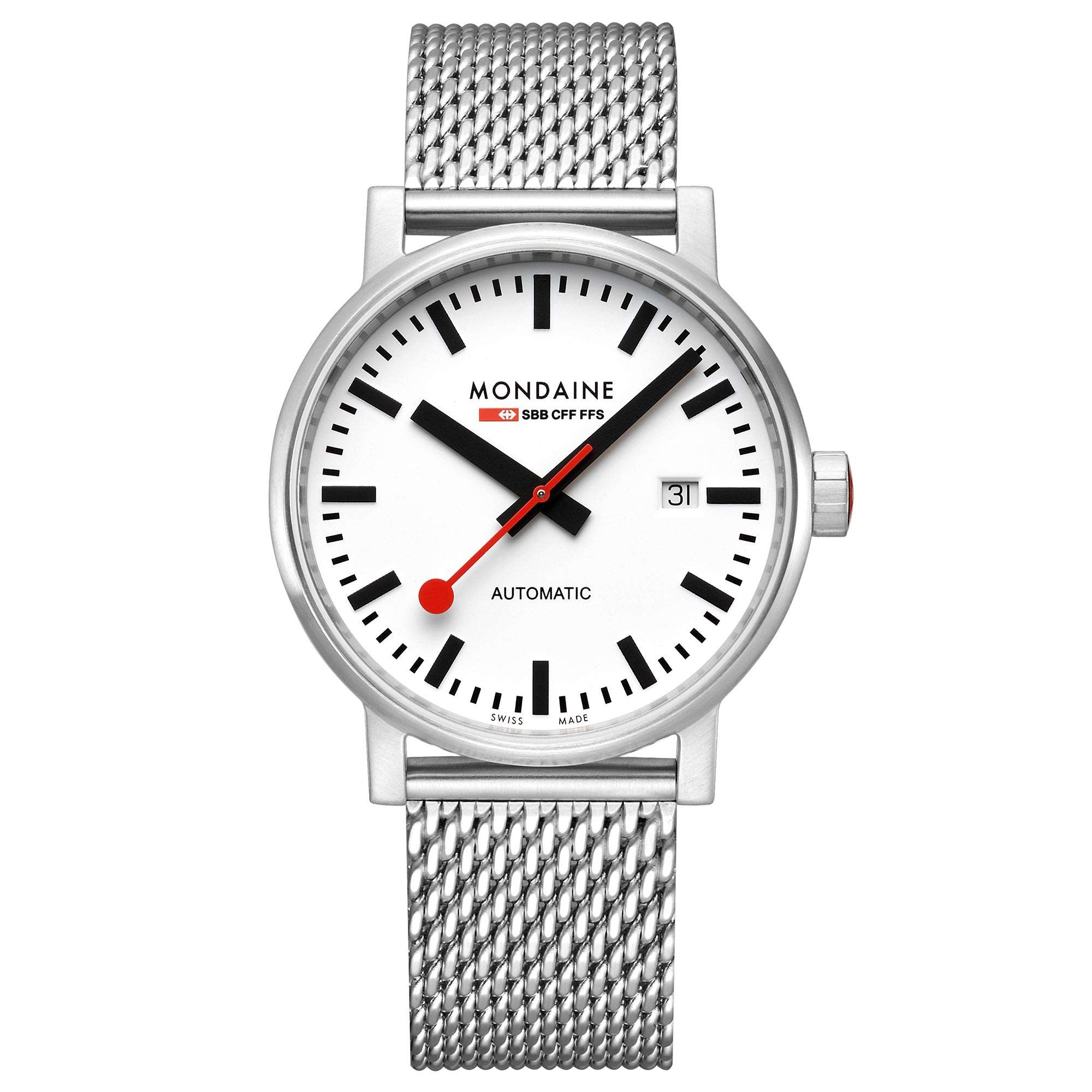Mondaine Evo2 Automatic White Dial Stainless Steel Bracelet Men's Watch MSE.40610.SM