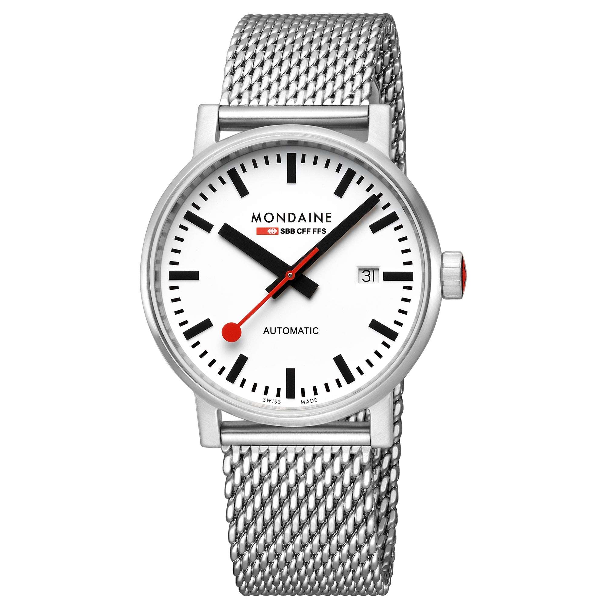 Mondaine Evo2 Automatic White Dial Stainless Steel Bracelet Men's Watch MSE.40610.SM