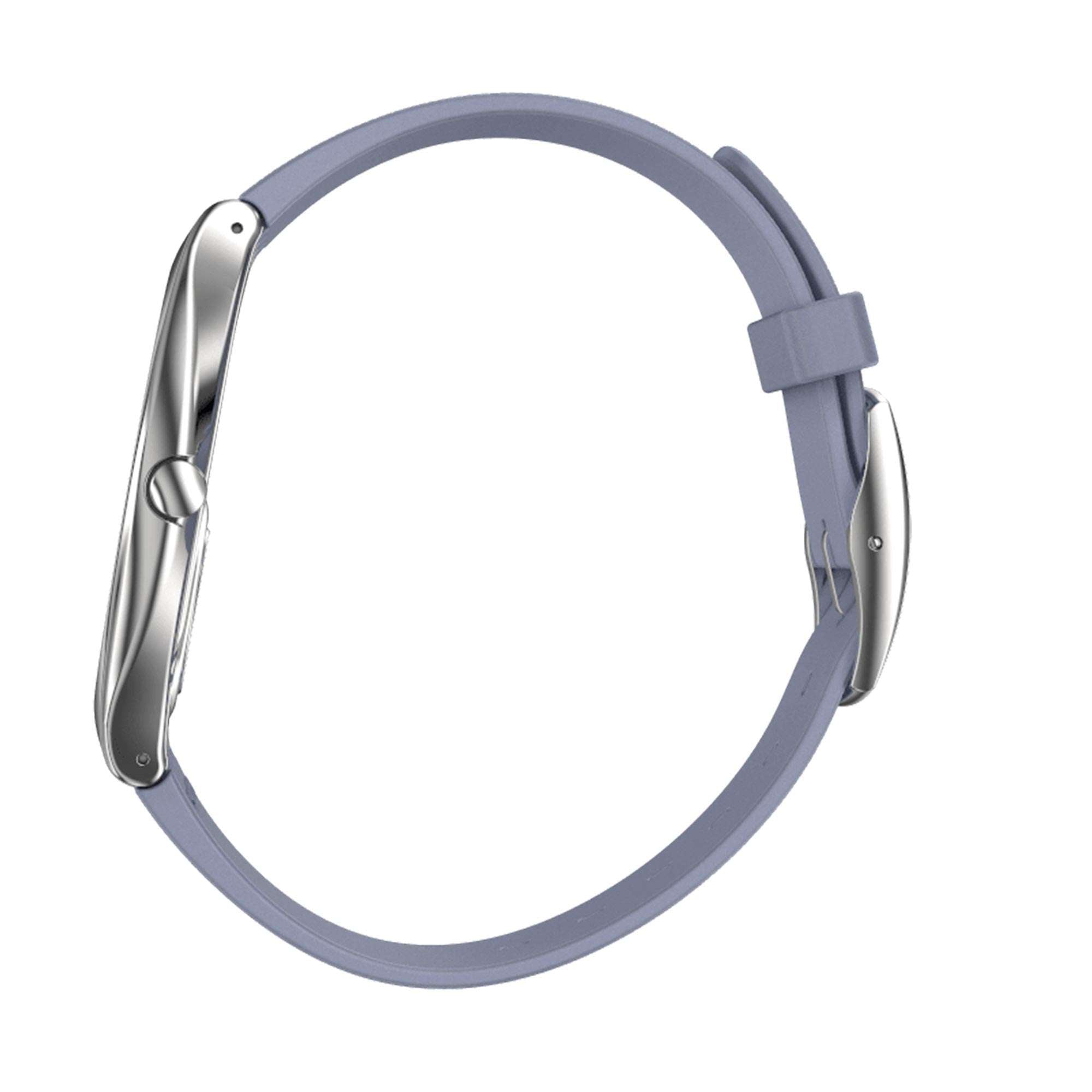 Swatch Skin Irony Blue Moire Quartz Silver Dial Blue Silicone Strap Ladies Watch SYXS134