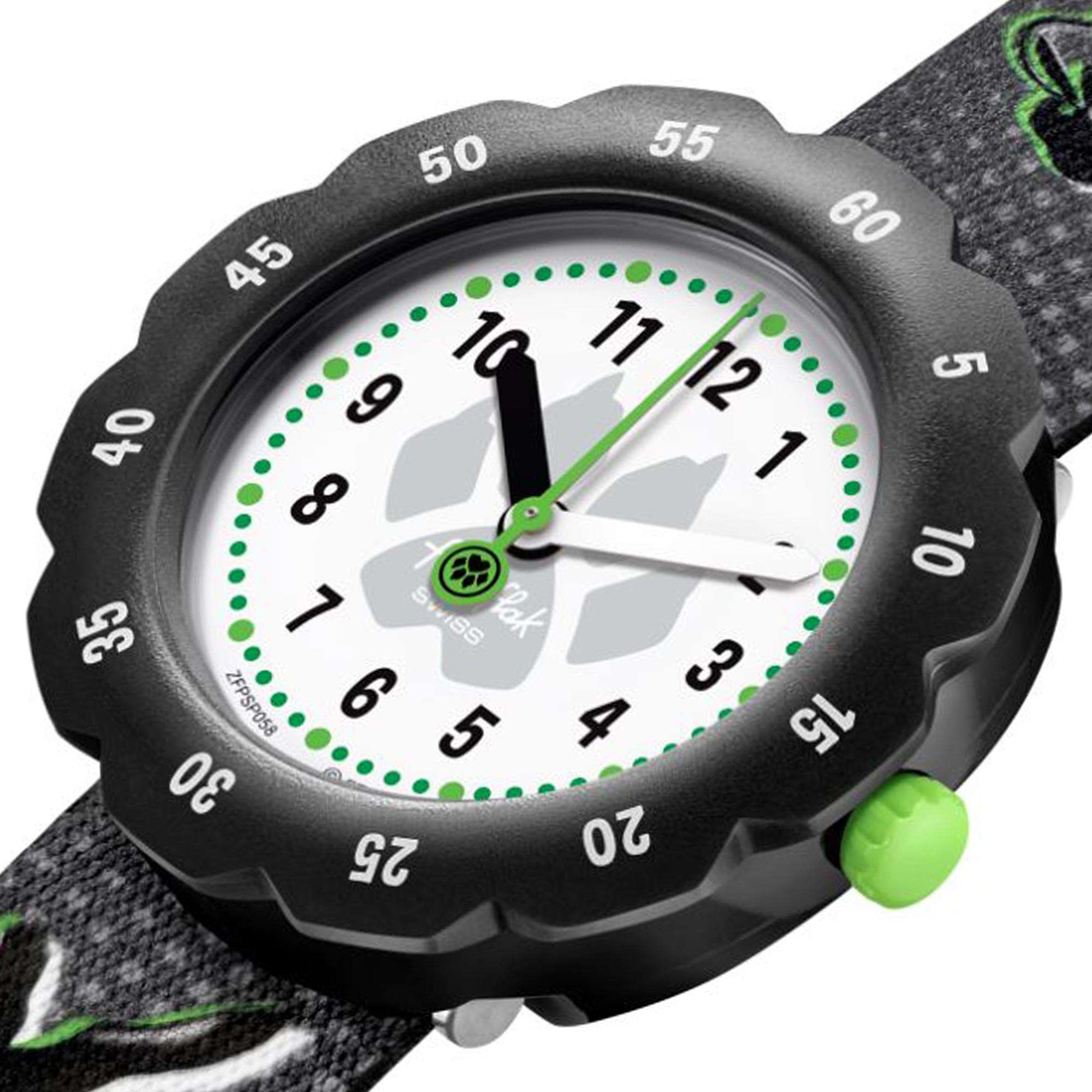 Flik-Flak Cat Noir Quartz White Dial Black Plastic Strap Childrens Watch FPSP058