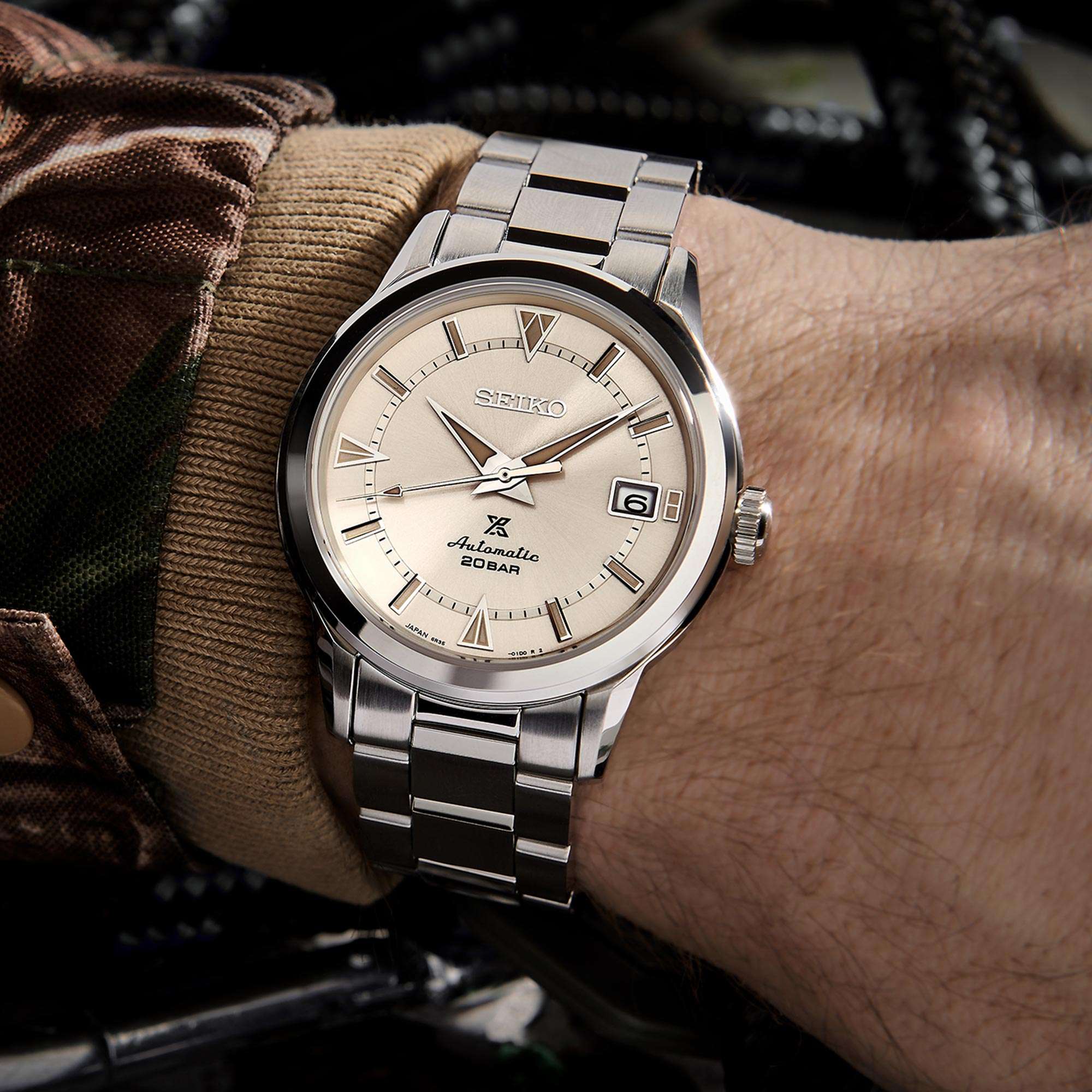 Seiko Prospex 1959 Alpinist Automatic Cream Dial Stainless Steel Bracelet Men's Watch SPB241J1