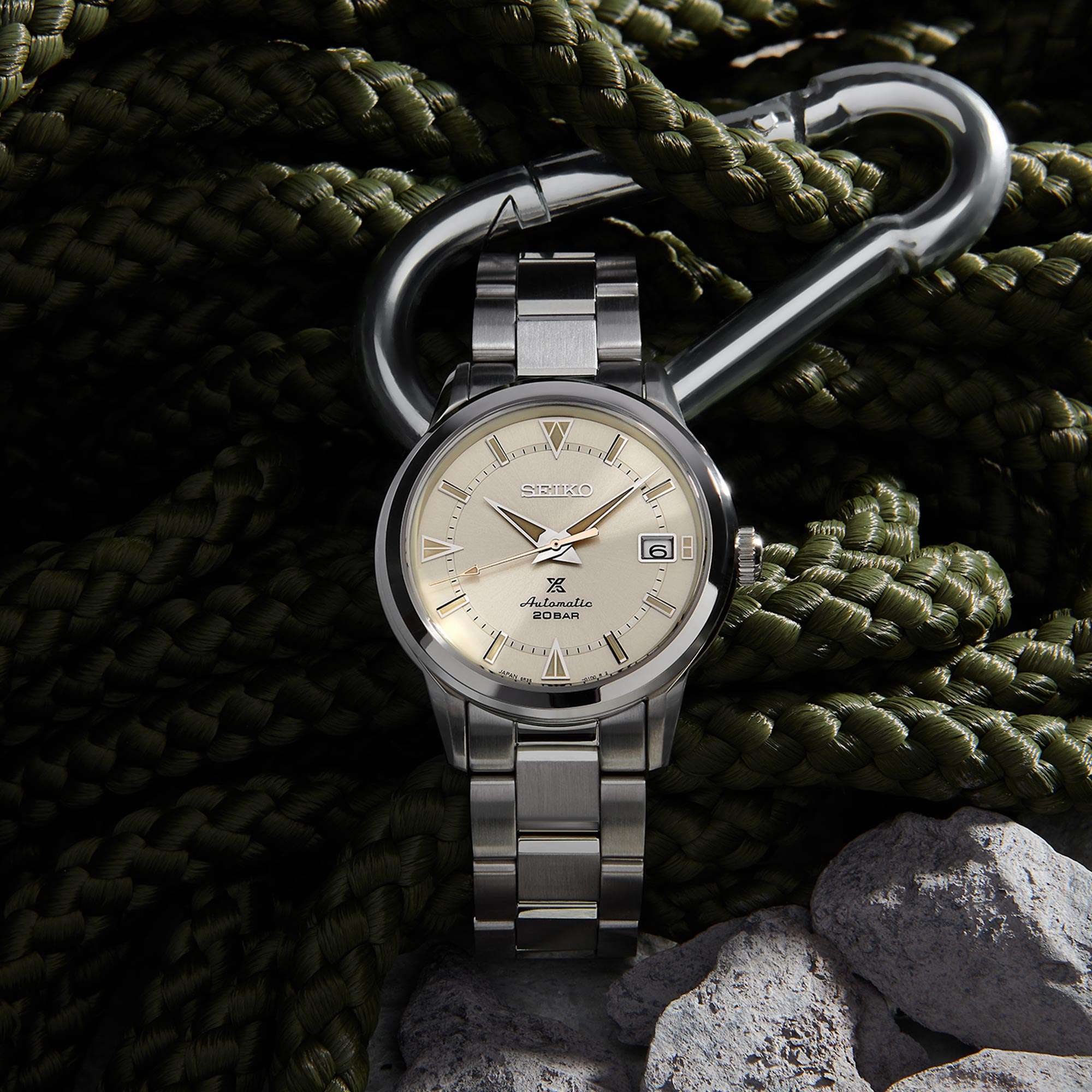 Seiko Prospex 1959 Alpinist Automatic Cream Dial Stainless Steel Bracelet Men's Watch SPB241J1