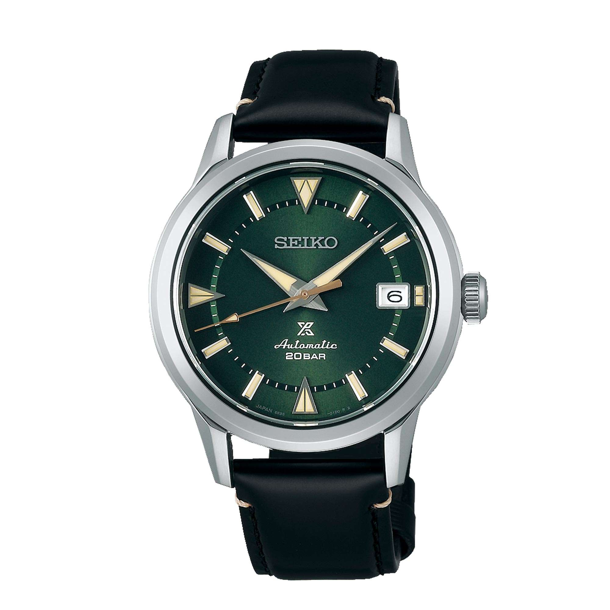 Seiko Prospex 1959 Alpinist Automatic Green Dial Black Leather Strap Men's Watch SPB245J1