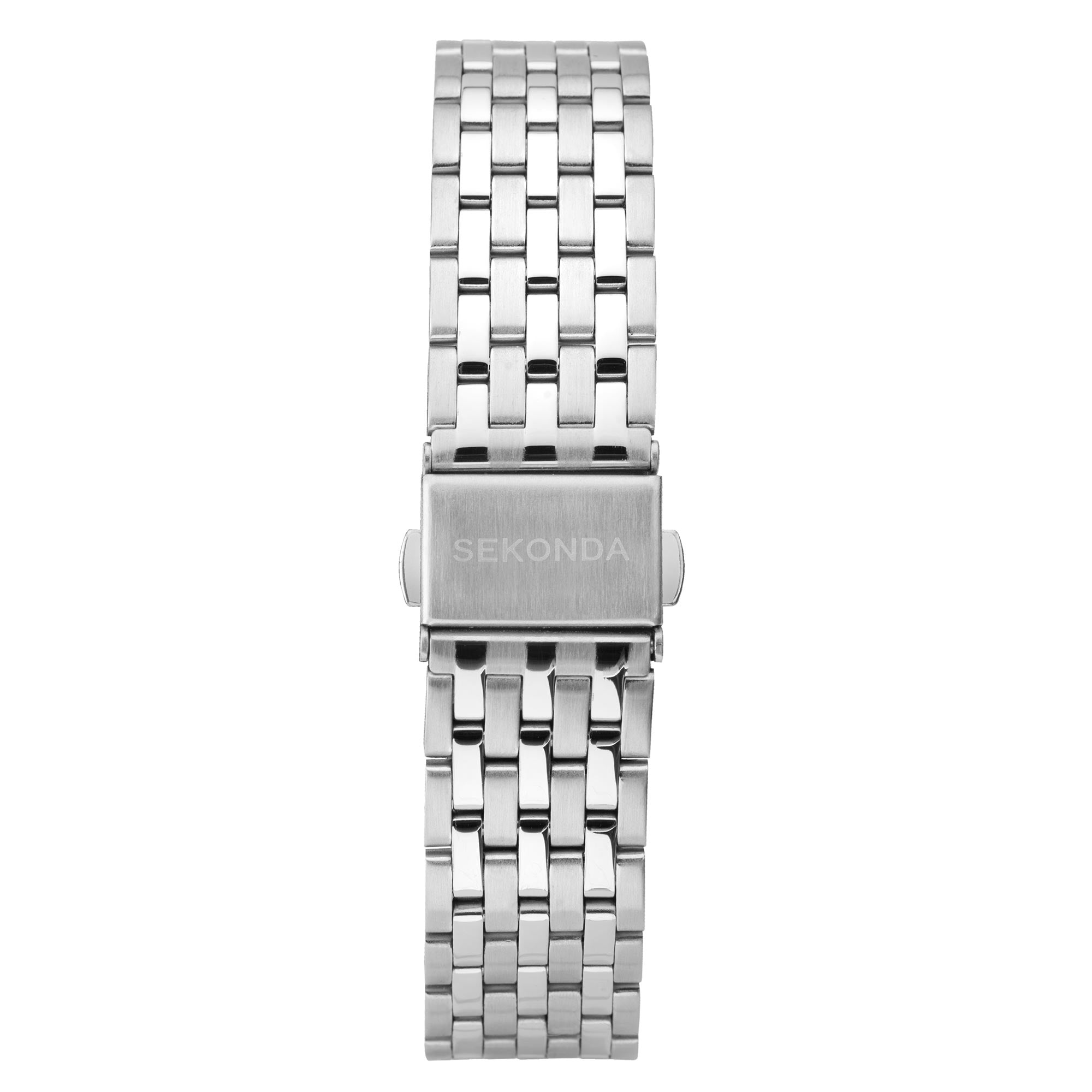 Sekonda Chronograph Quartz Black Dial Silver Steel Bracelet Men's Watch 1772