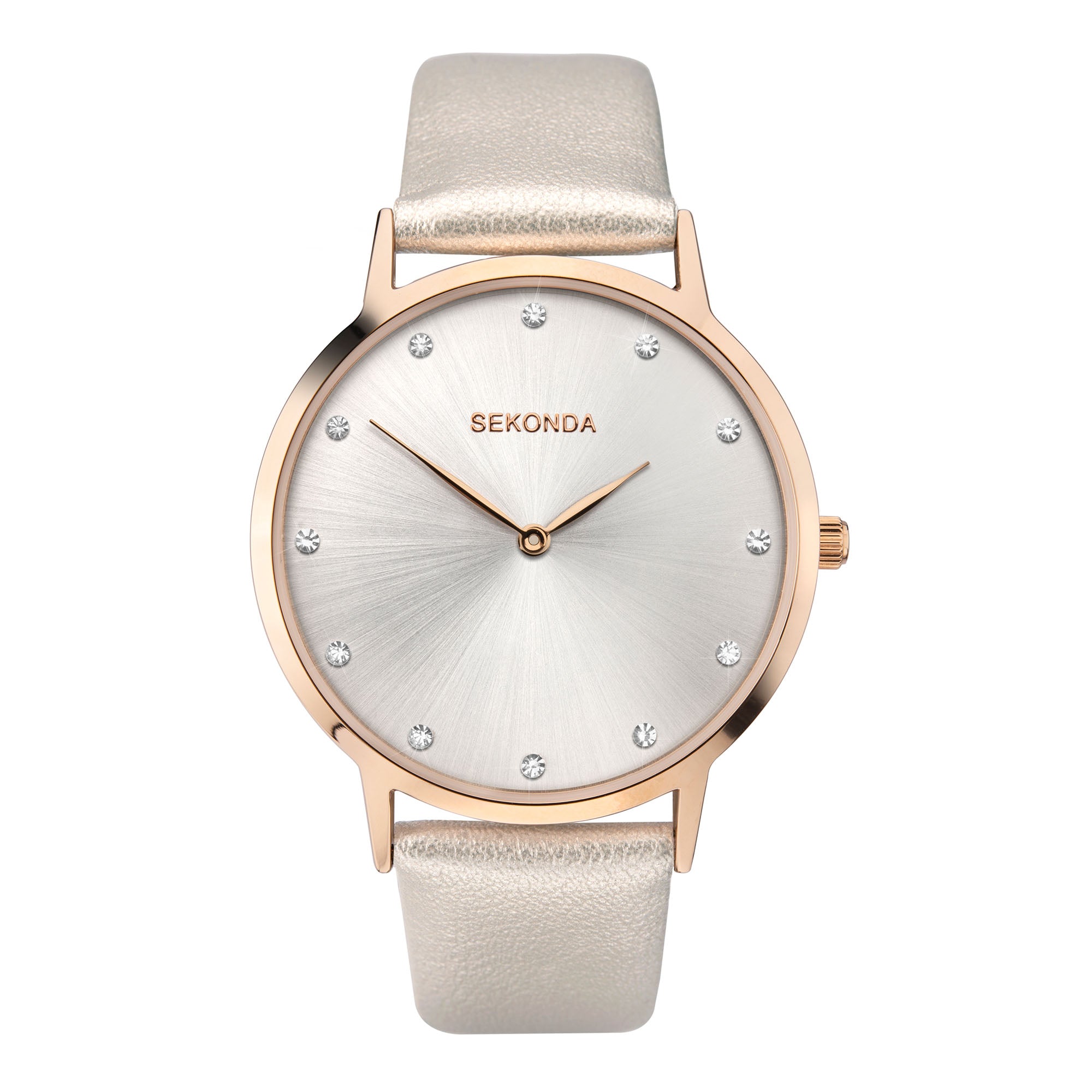 Sekonda Quartz Silver Dial Silver Leather Strap Ladies Watch 2939