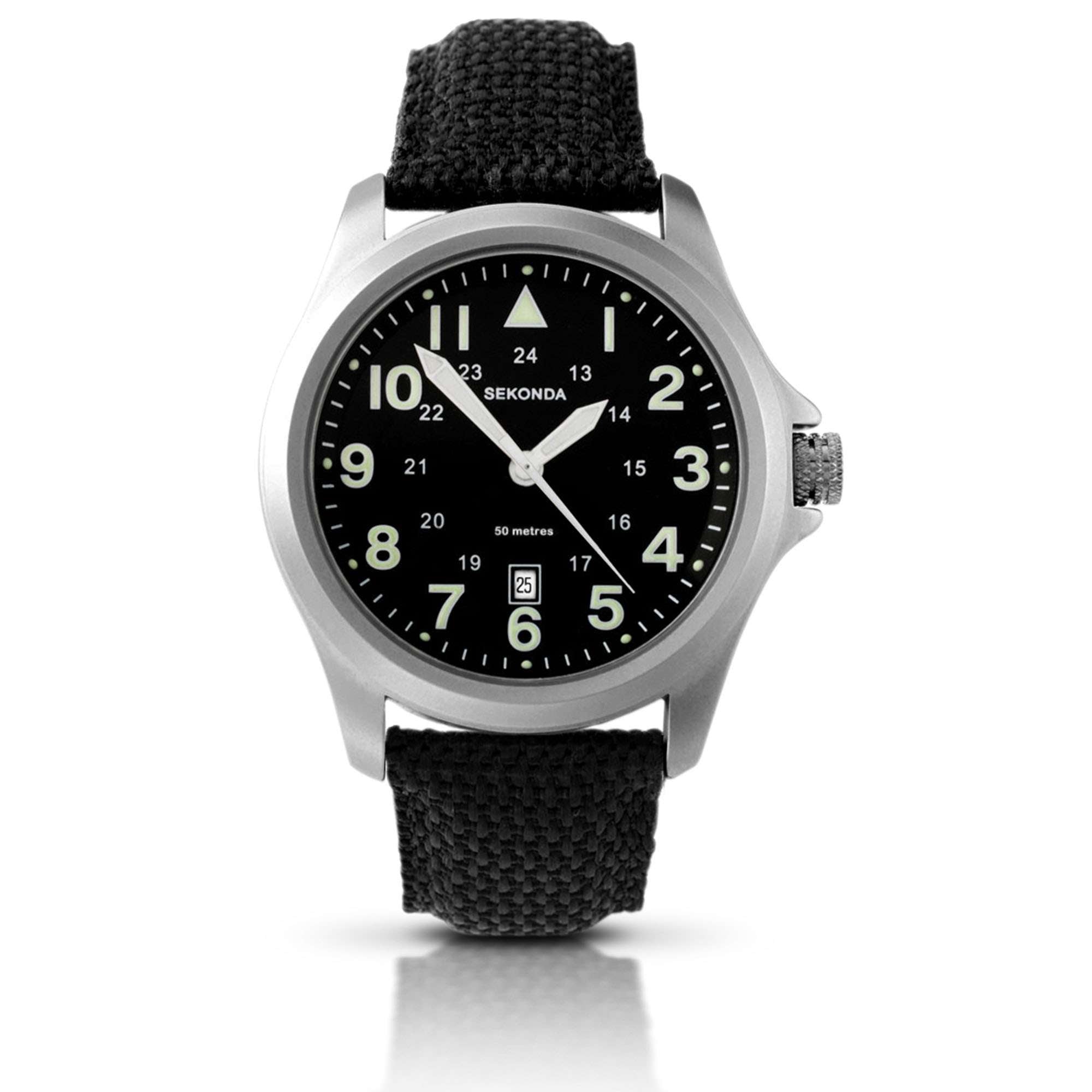 Sekonda Aviator Quartz Black Dial Black Fabric Strap Men's Watch 3347.00
