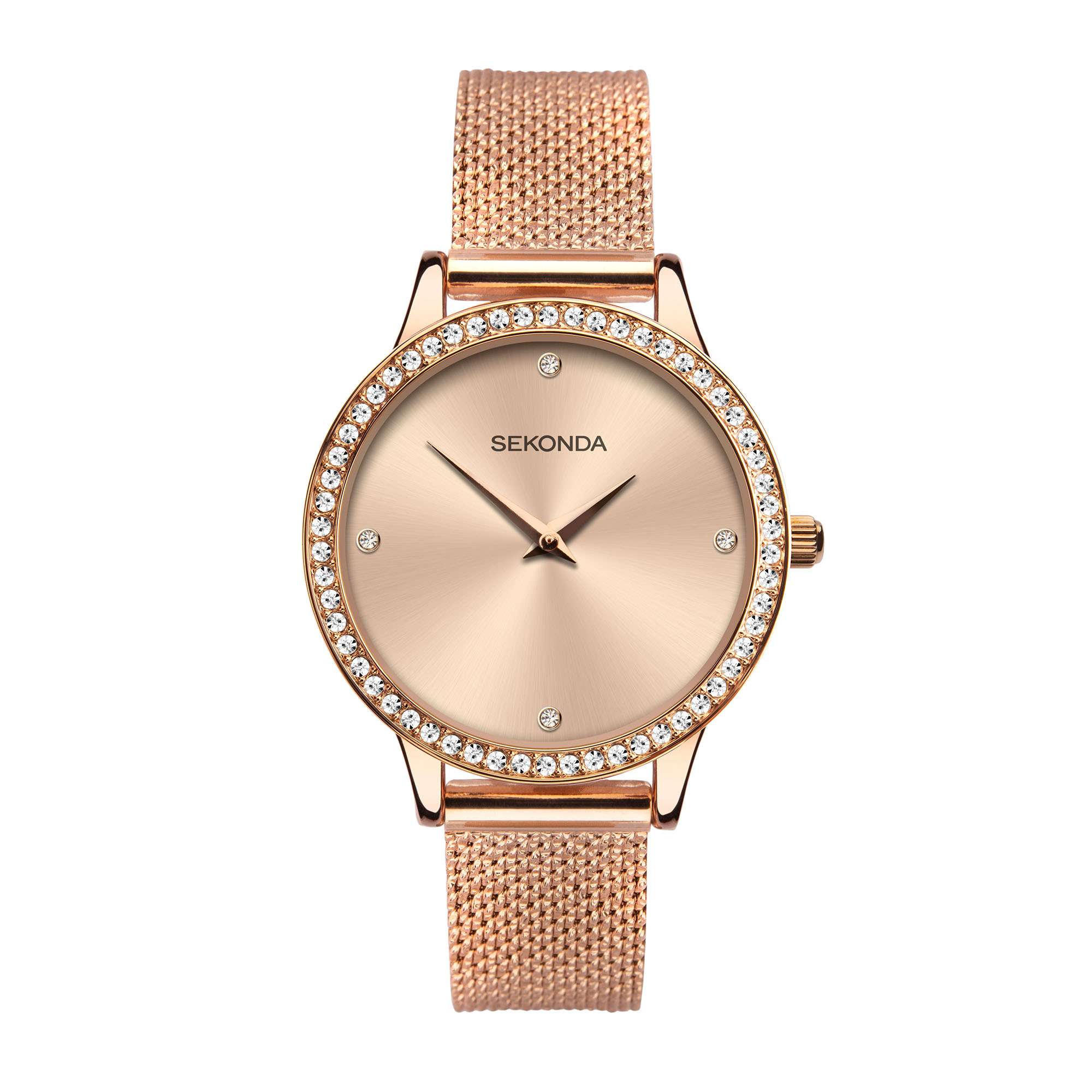 Sekonda Fashion Quartz Rose Gold Dial Rose Gold PVD Milanese Ladies Bracelet Watch 40036
