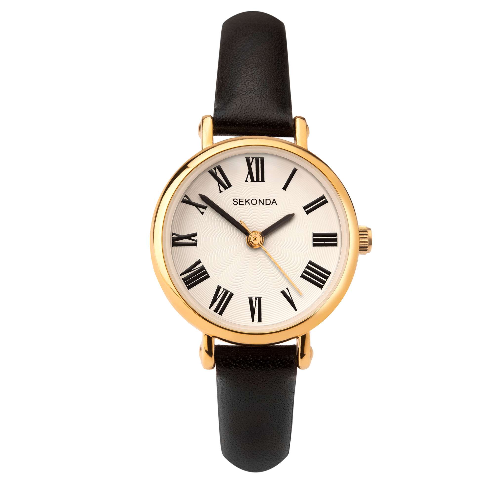 Sekonda Quartz Cream Dial Black Leather Strap Ladies Watch 40085