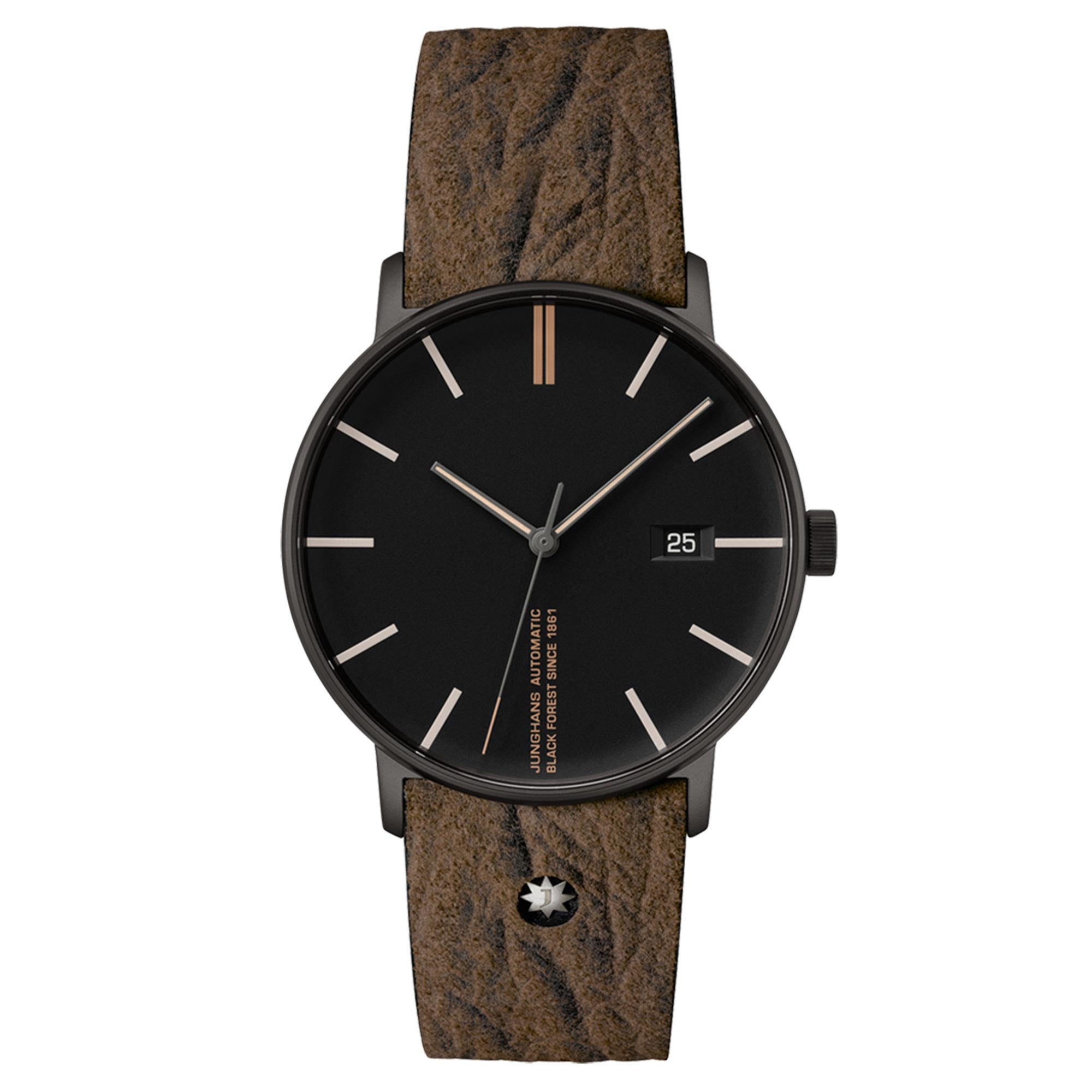 Junghans Form A Edition 160 Automatic Black Dial Brown Leather Strap Men's Watch 27/4132.00