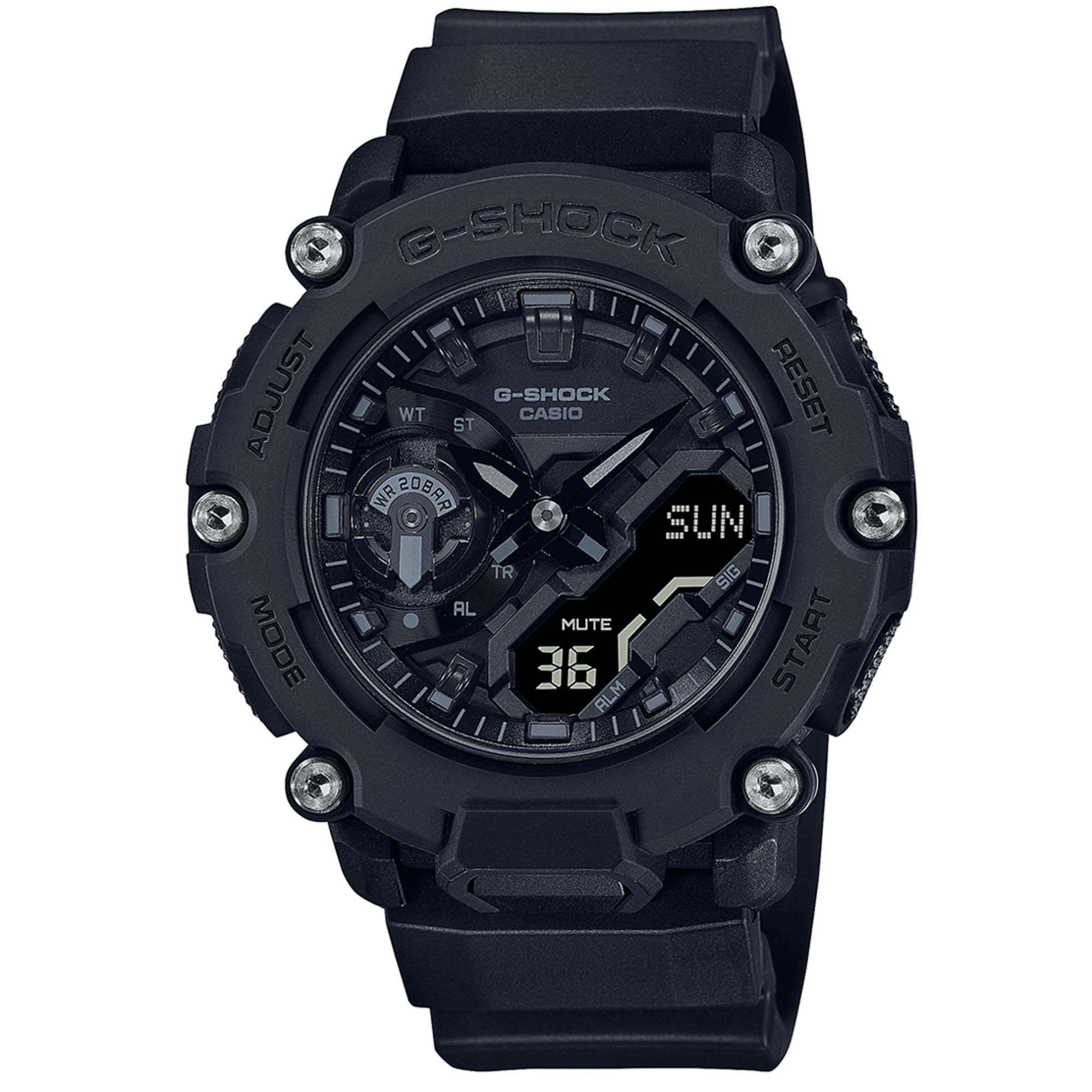 Casio G-Shock Quartz Black Dial Black Resin Strap Mens Watch GA-2200BB-1A