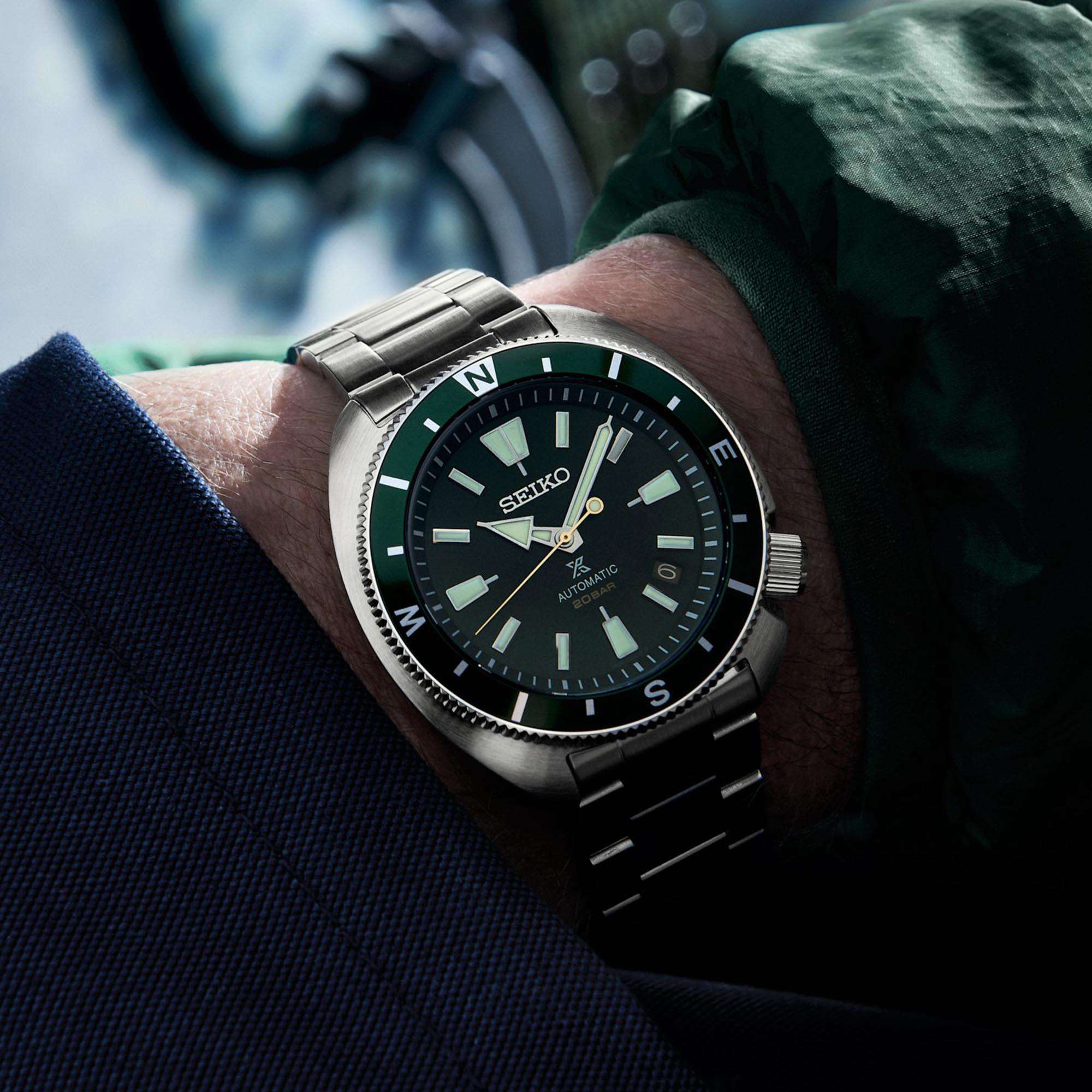 Seiko Prospex Tortoise Automatic Green Dial Steel Bracelet Men's Watch SRPH15K1
