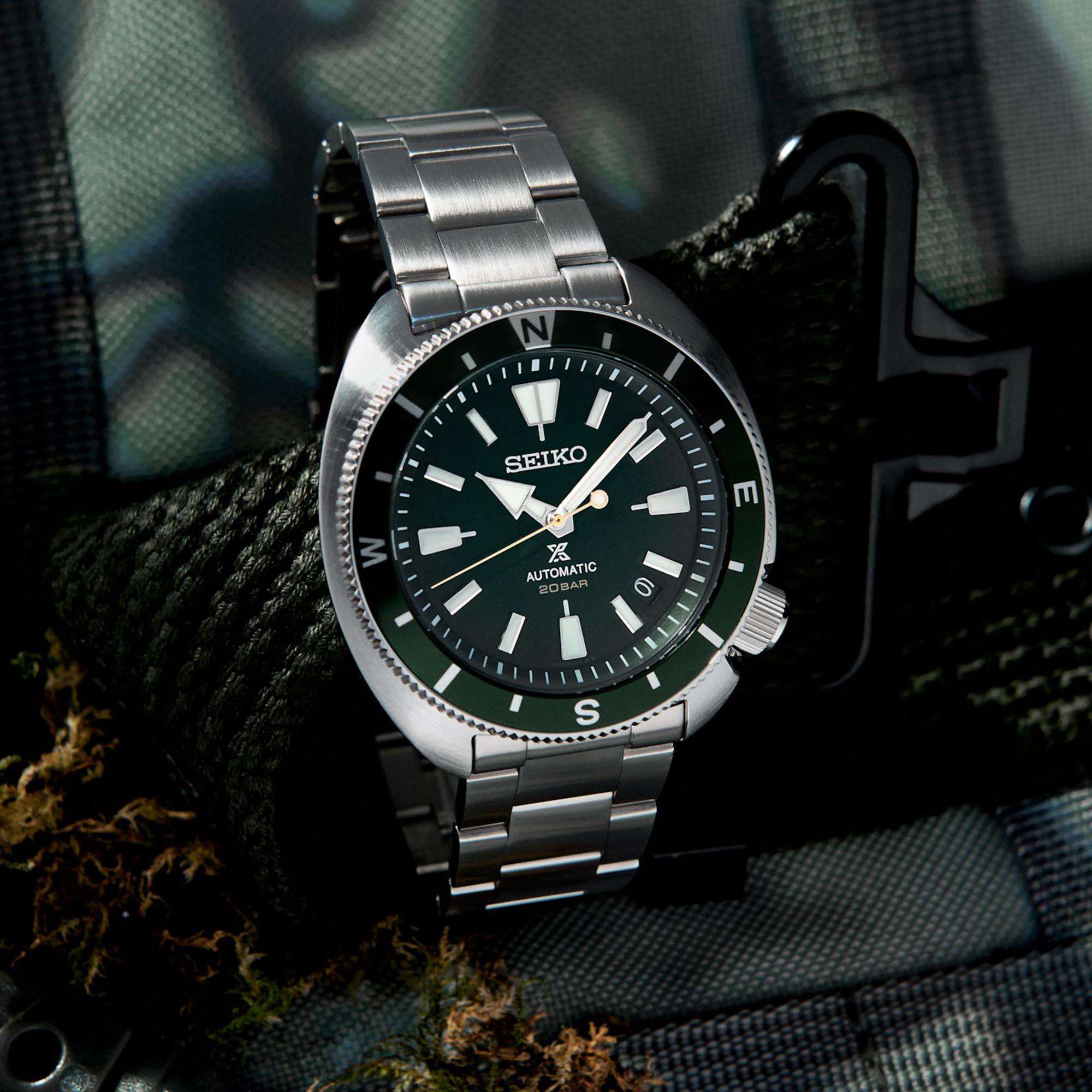 Seiko Prospex Tortoise Automatic Green Dial Steel Bracelet Men's Watch SRPH15K1