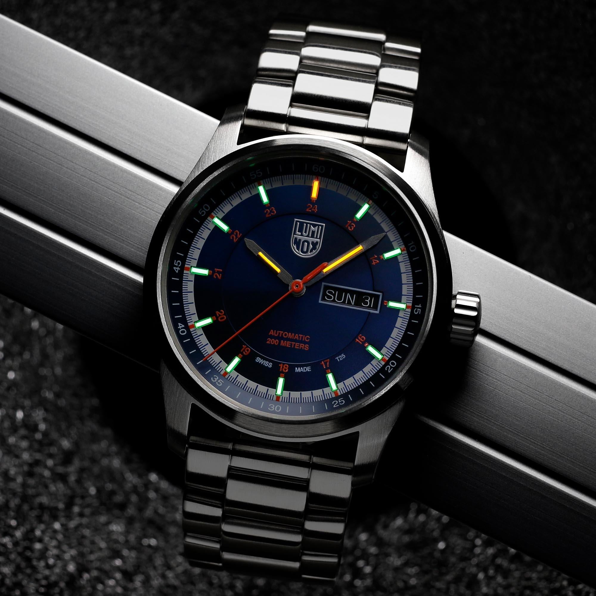 Luminox Atacama Field Automatic 1900 Series Blue Dial Steel Strap Men's Watch XL.1904