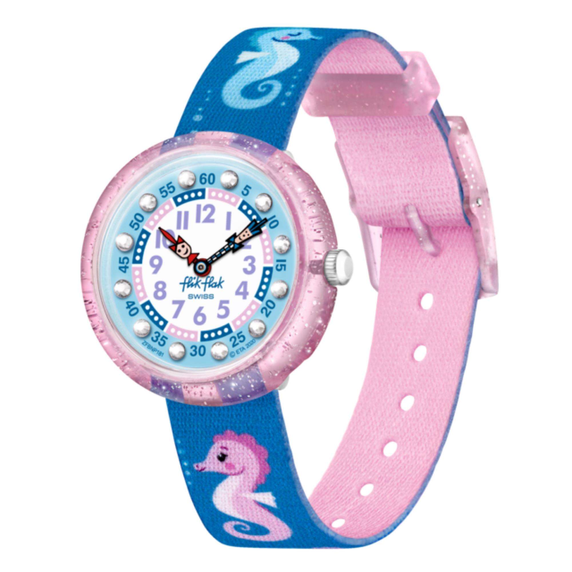 Flik Flak Cavalluccio Two Tone Dial Blue Textile Strap Childrens Watch FBNP181