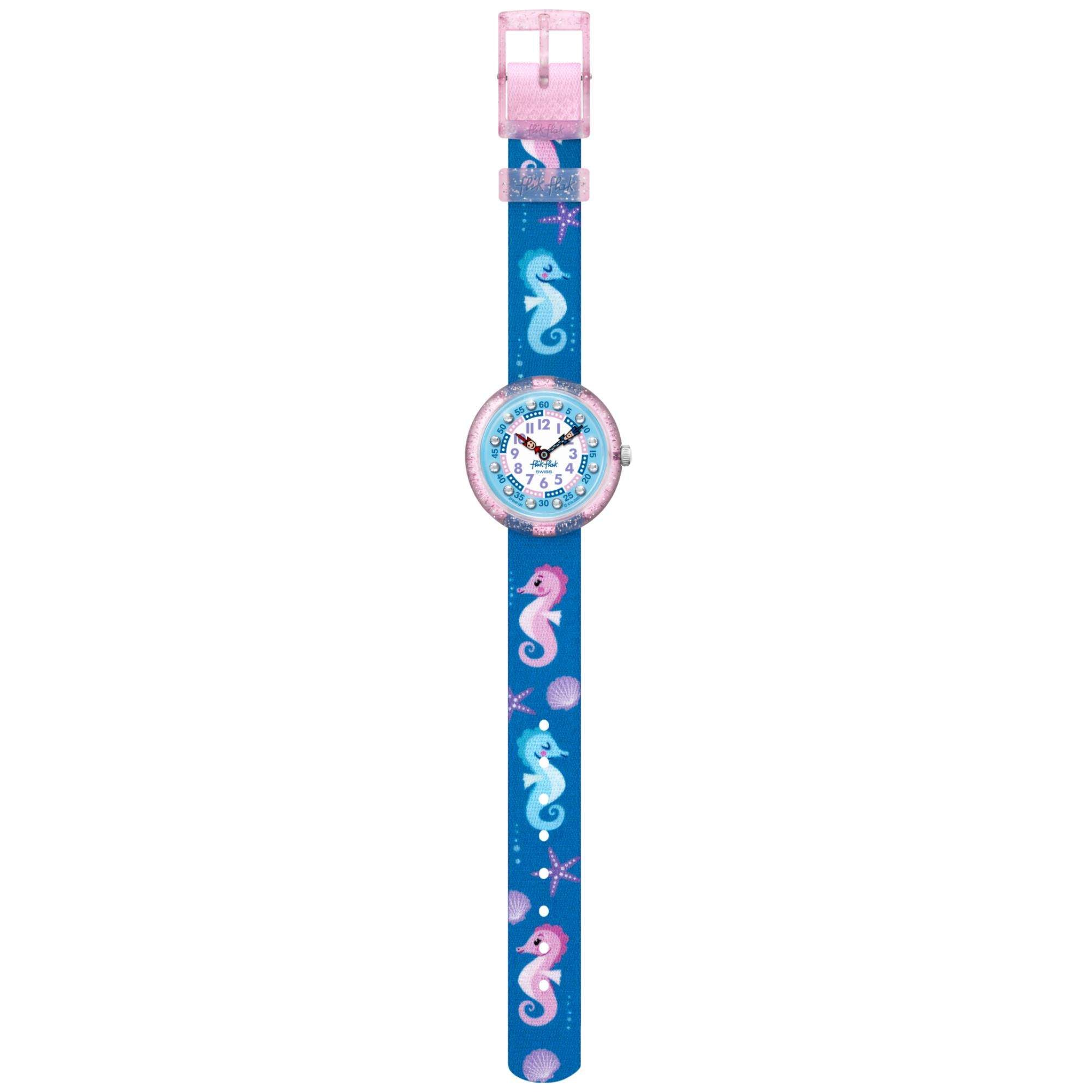 Flik Flak Cavalluccio Two Tone Dial Blue Textile Strap Childrens Watch FBNP181
