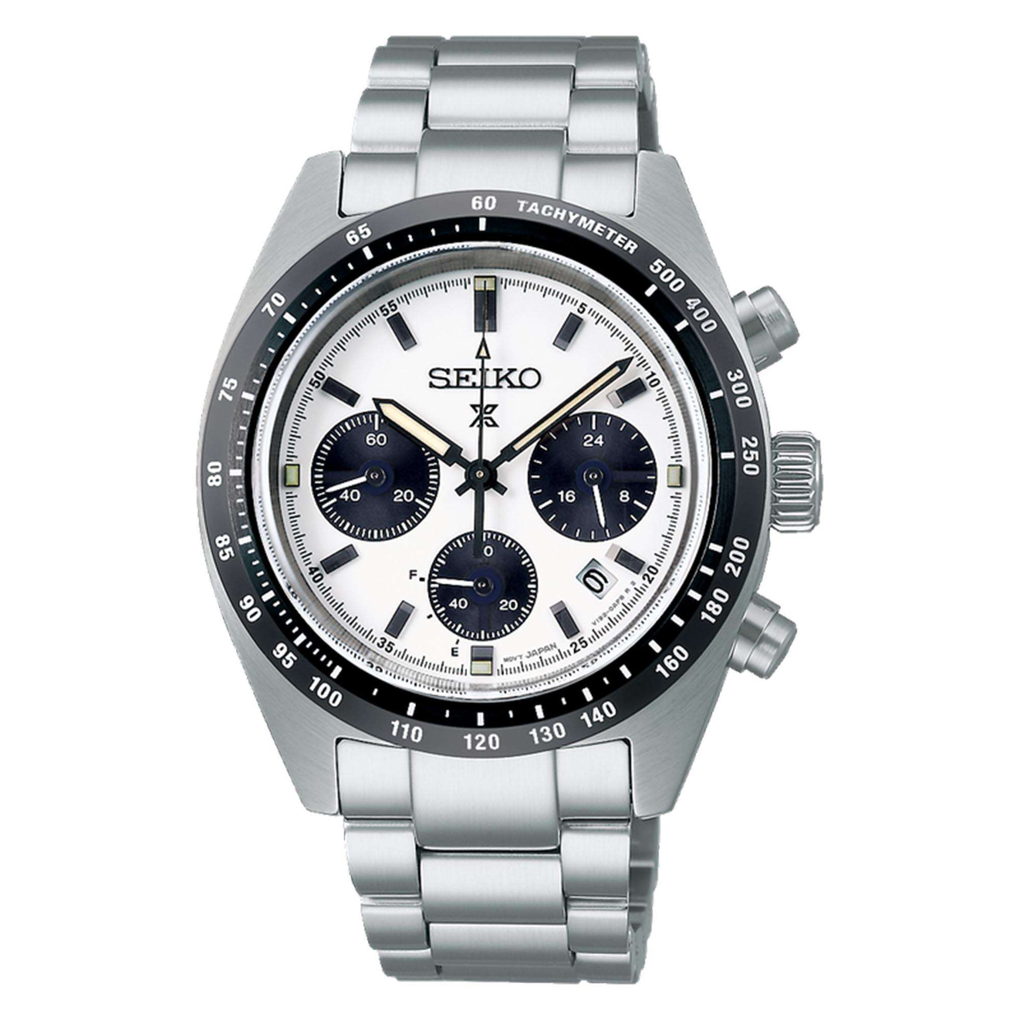 Seiko Prospex Speedtimer Solar Quartz White Dial Stainless Steel Bracelet Men’s Watch SSC813P1