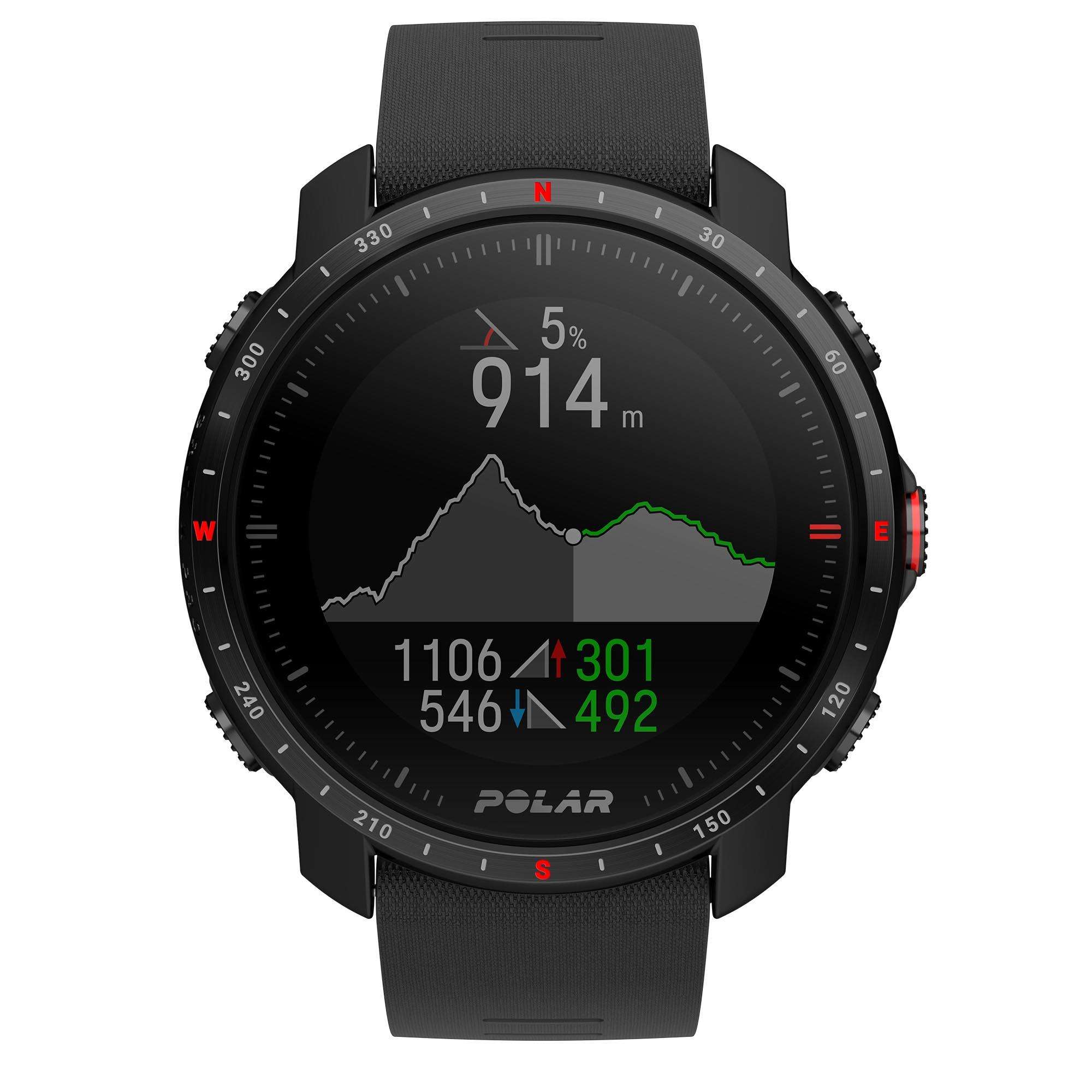 Polar Grit X Pro Black DLC Quartz Black Dial Black Synthetic Rubber Strap Unisex Watch 90085773