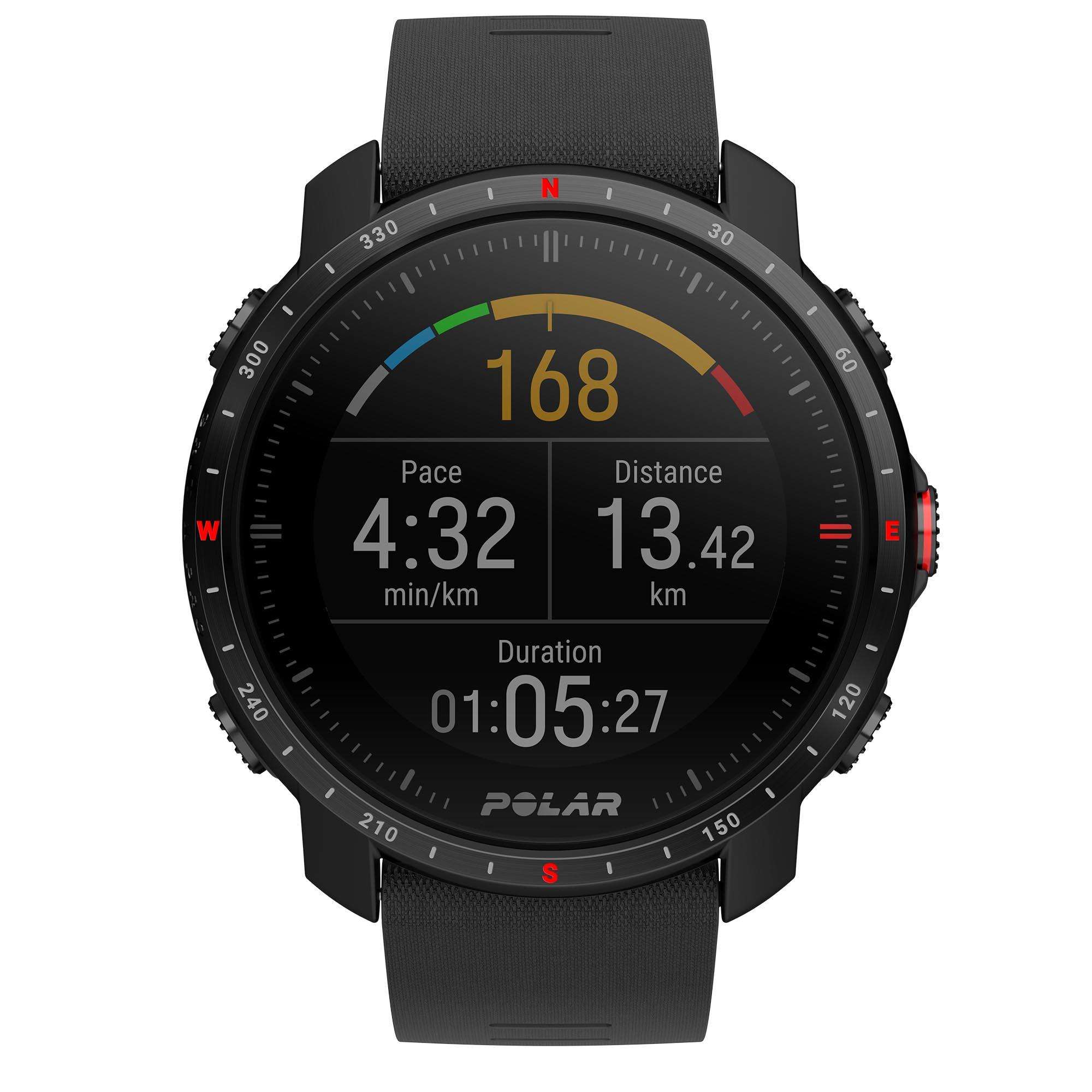 Polar Grit X Pro Black DLC Quartz Black Dial Black Synthetic Rubber Strap Unisex Watch 90085773