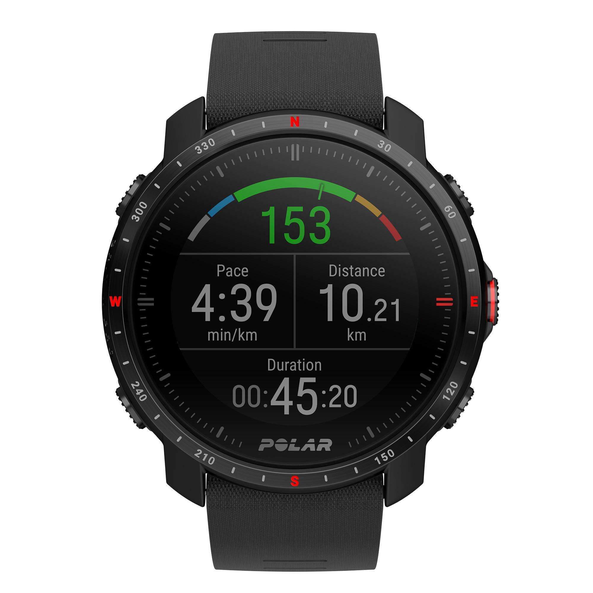 Polar Grit X Pro Black DLC Quartz Black Dial Black Synthetic Rubber Strap Unisex Watch 90085773