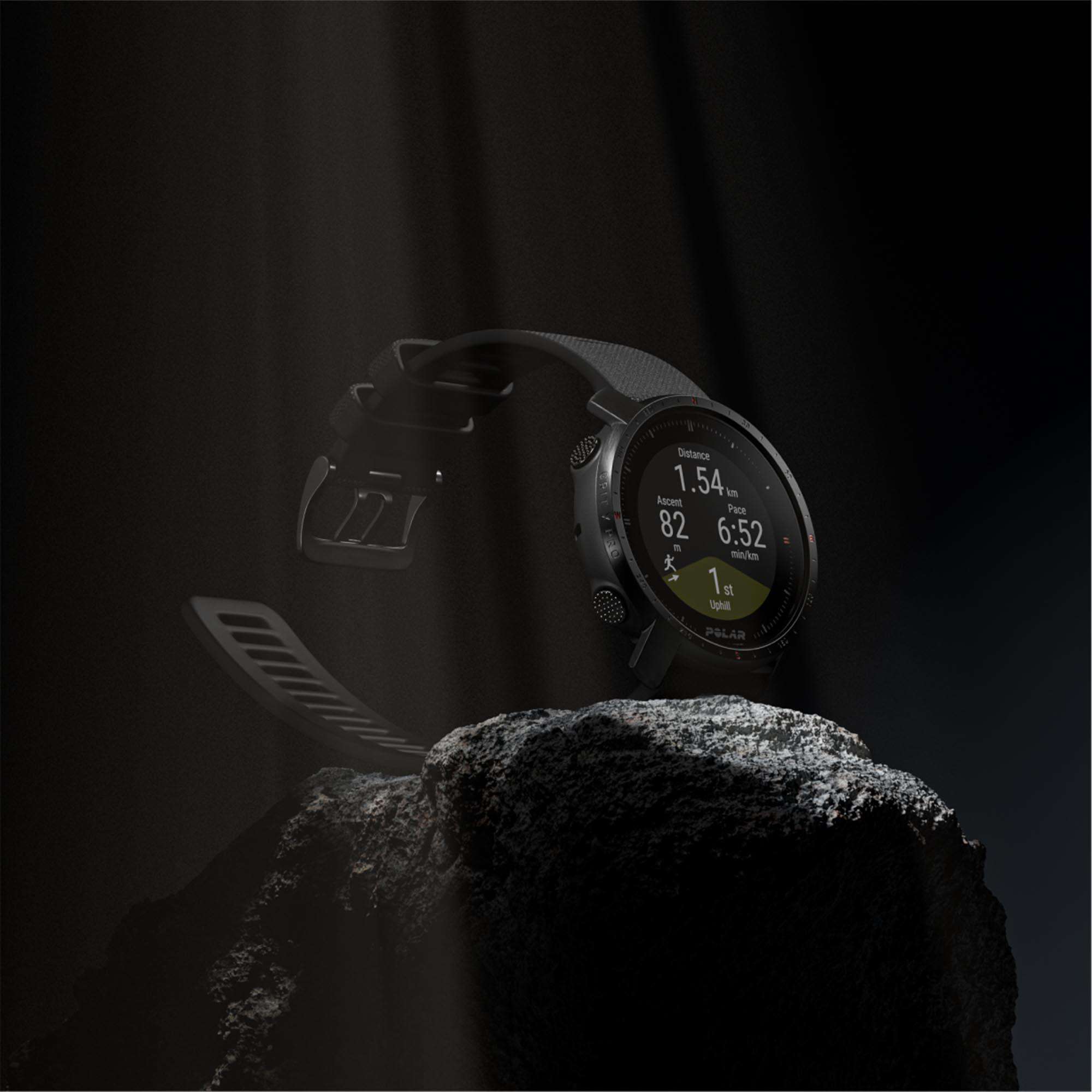 Polar Grit X Pro Black DLC Quartz Black Dial Black Synthetic Rubber Strap Unisex Watch 90085773