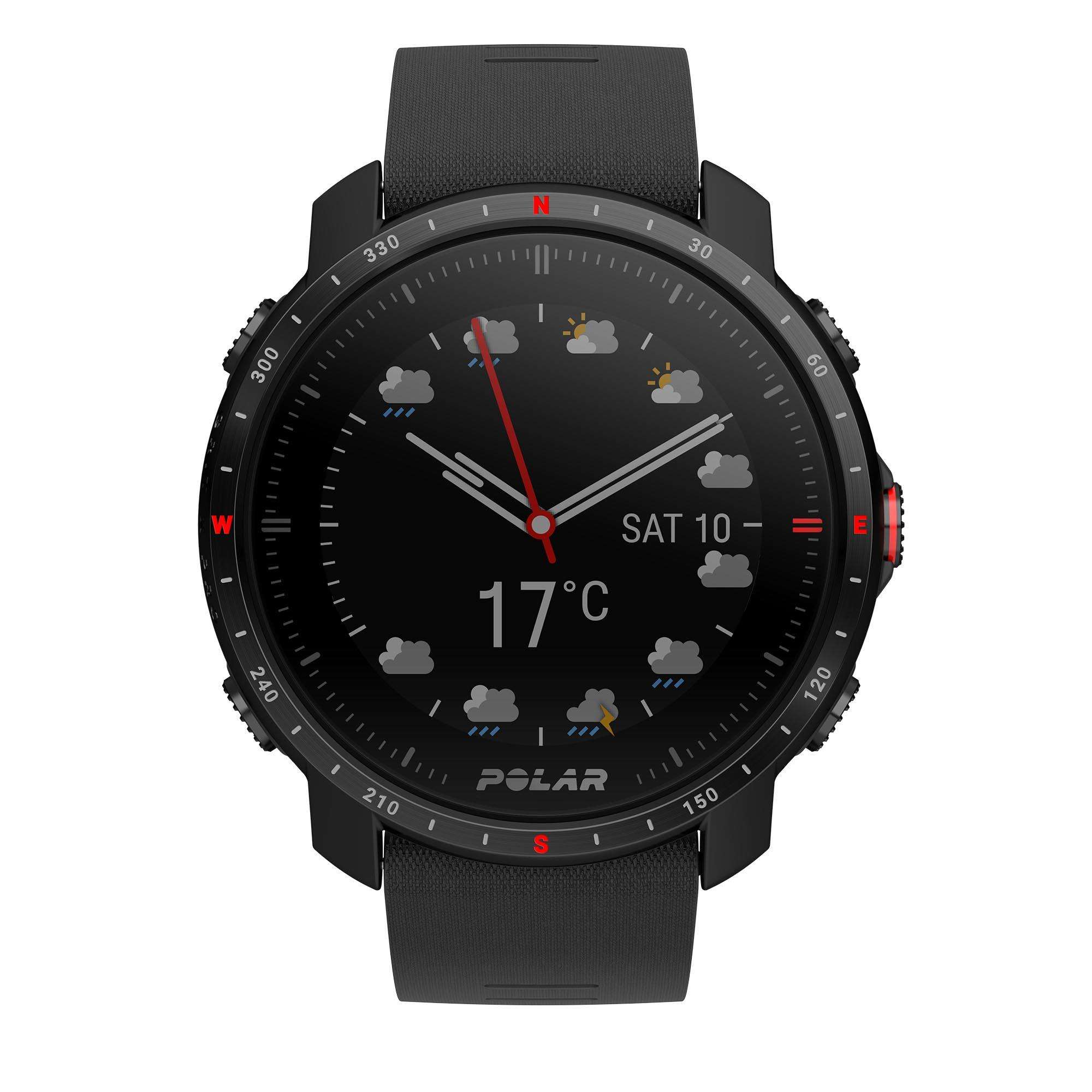 Polar Grit X Pro Black DLC Quartz Black Dial Black Synthetic Rubber Strap Unisex Watch 90085773