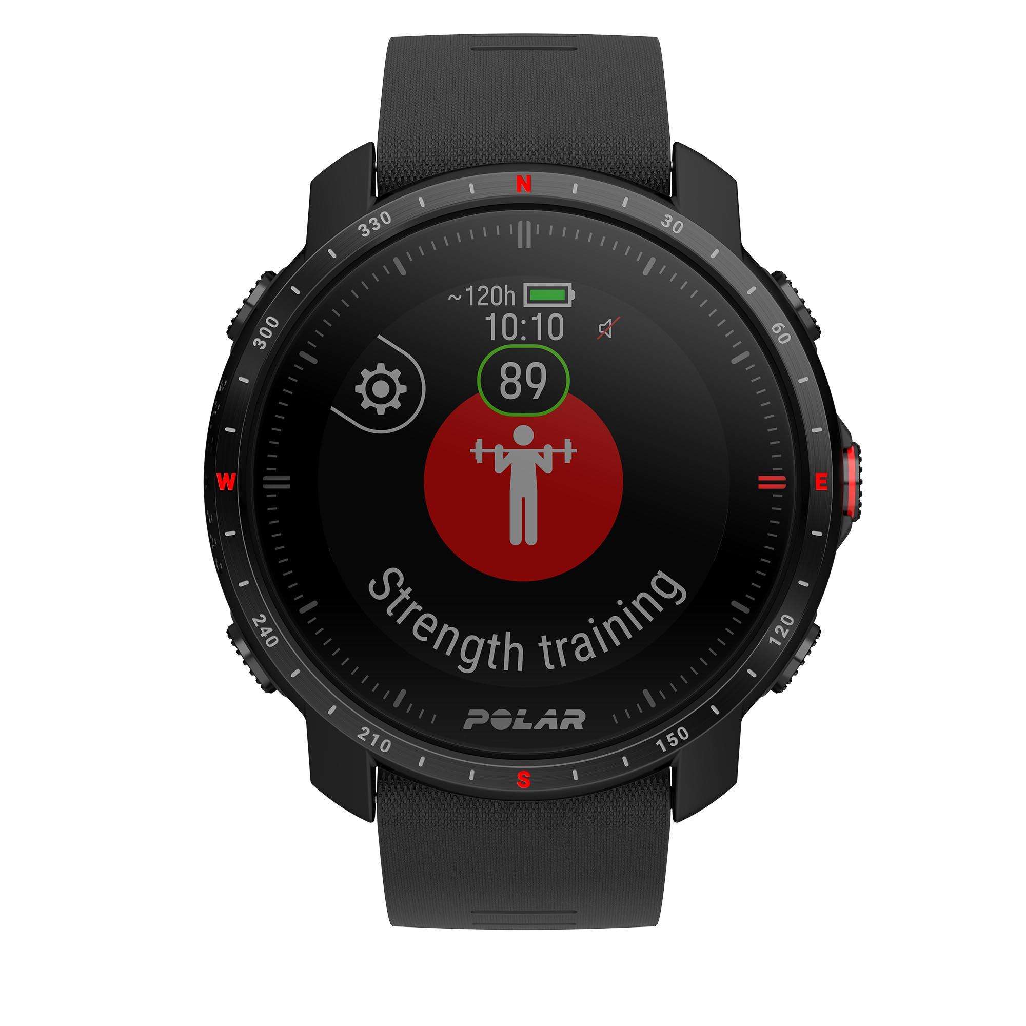 Polar Grit X Pro Black DLC Quartz Black Dial Black Synthetic Rubber Strap Unisex Watch 90085773