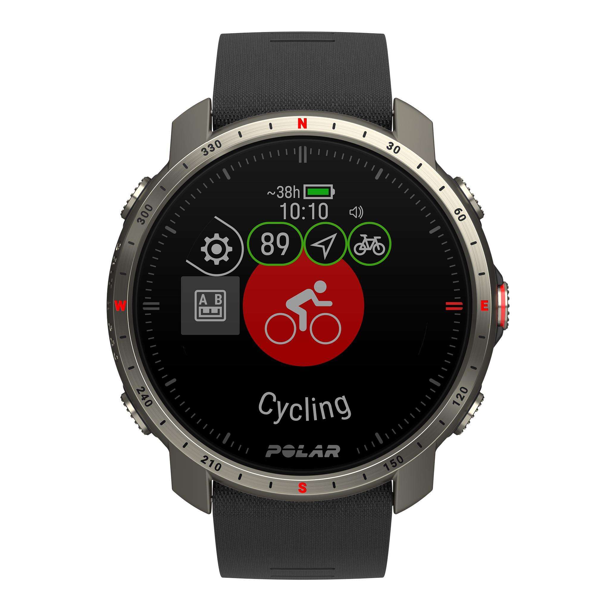 Polar Grit X Pro Titan Grey Quartz Black Dial Rubber Strap Watch 90085777