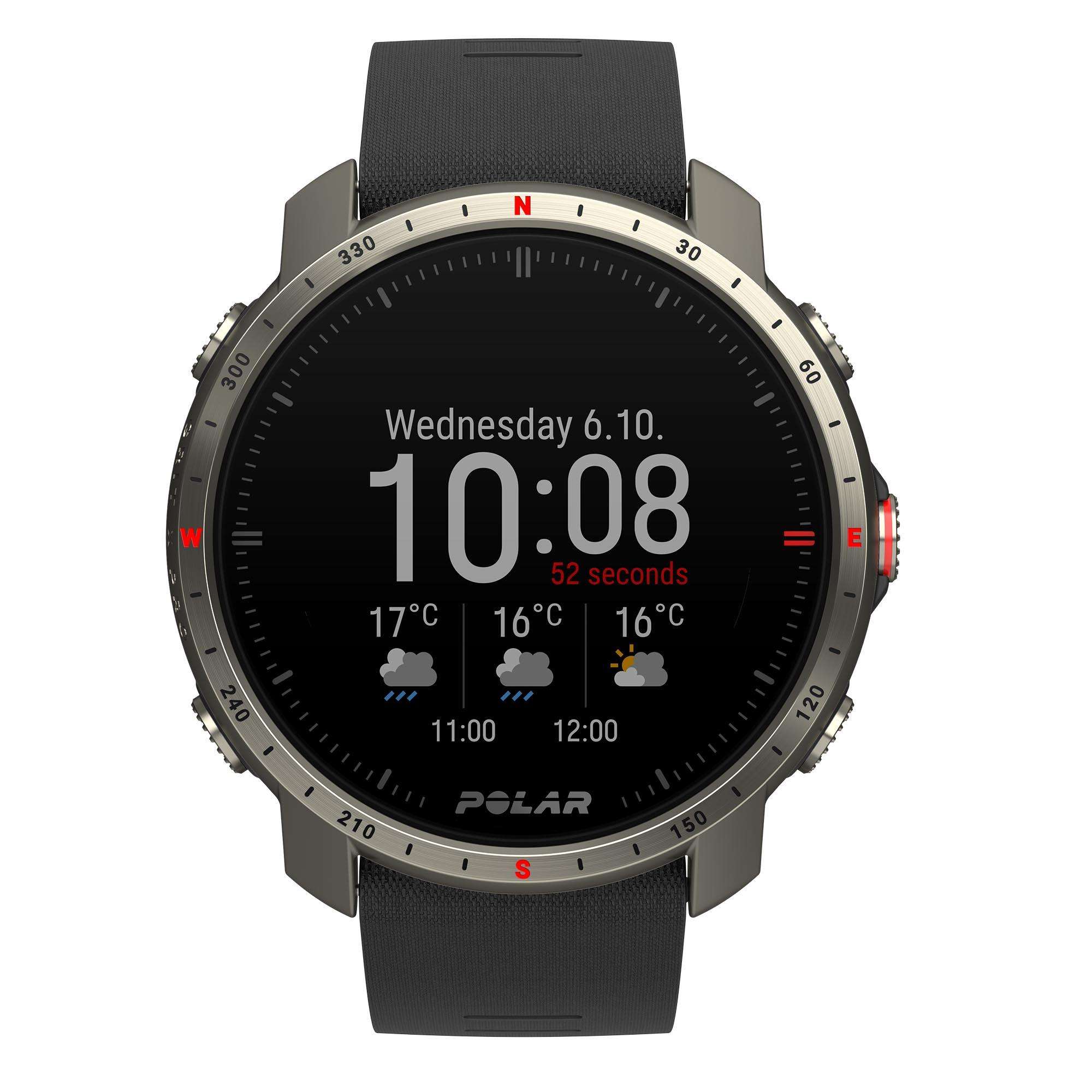 Polar Grit X Pro Titan Grey Quartz Black Dial Rubber Strap Watch 90085777