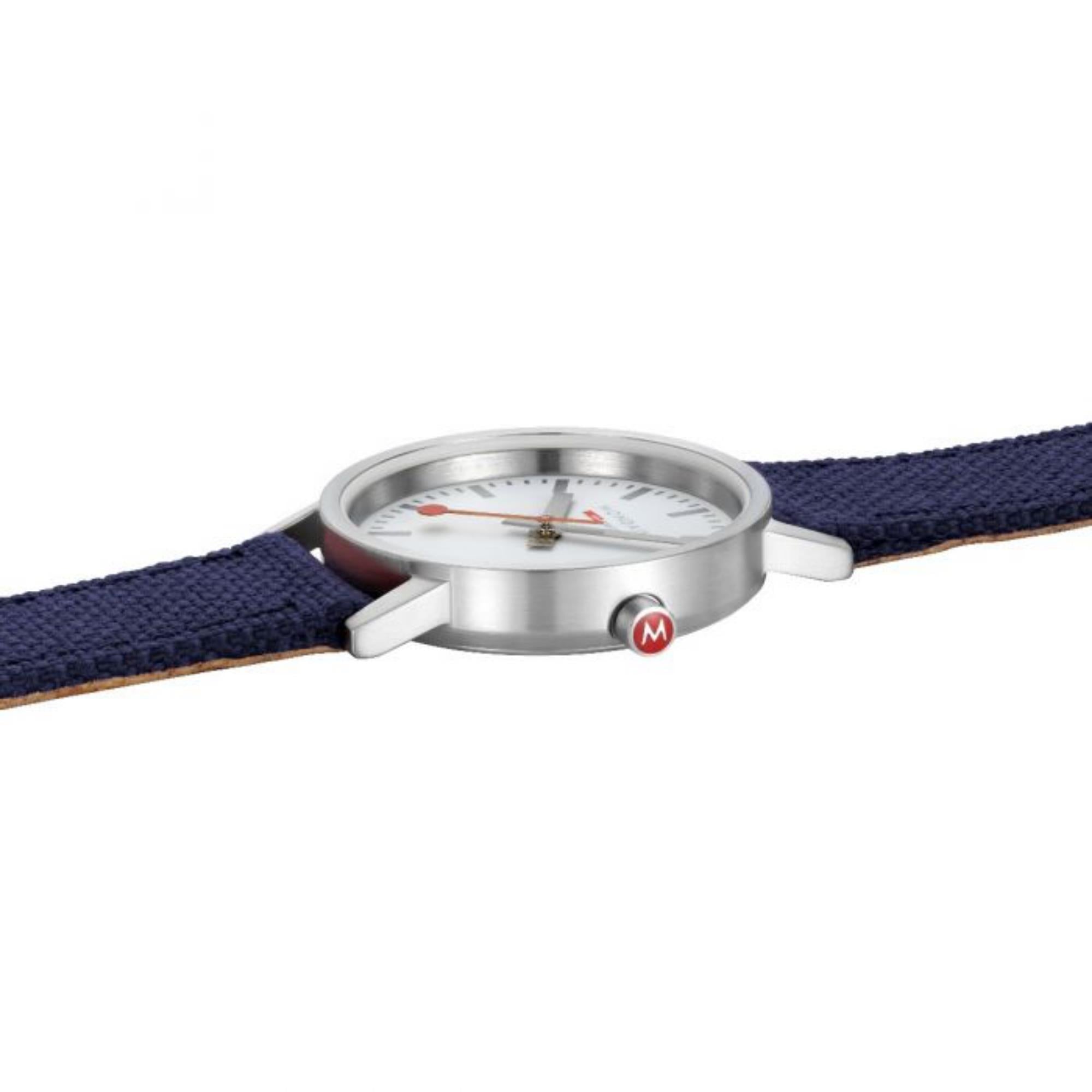 Mondaine Classic Quartz White Dial Blue Textile Strap Ladies Watch A658.30323.17SBD1